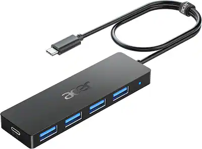 Acer USB C Hub 4 Ports, USB 3.0 Hub, USBC Splitter with TypeC Power ...