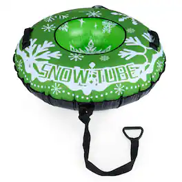Costway - 42" Inflatable Snow Tube with Detachable Tow Strap, Thickened Bottom, 3-in-1 Valve - Green