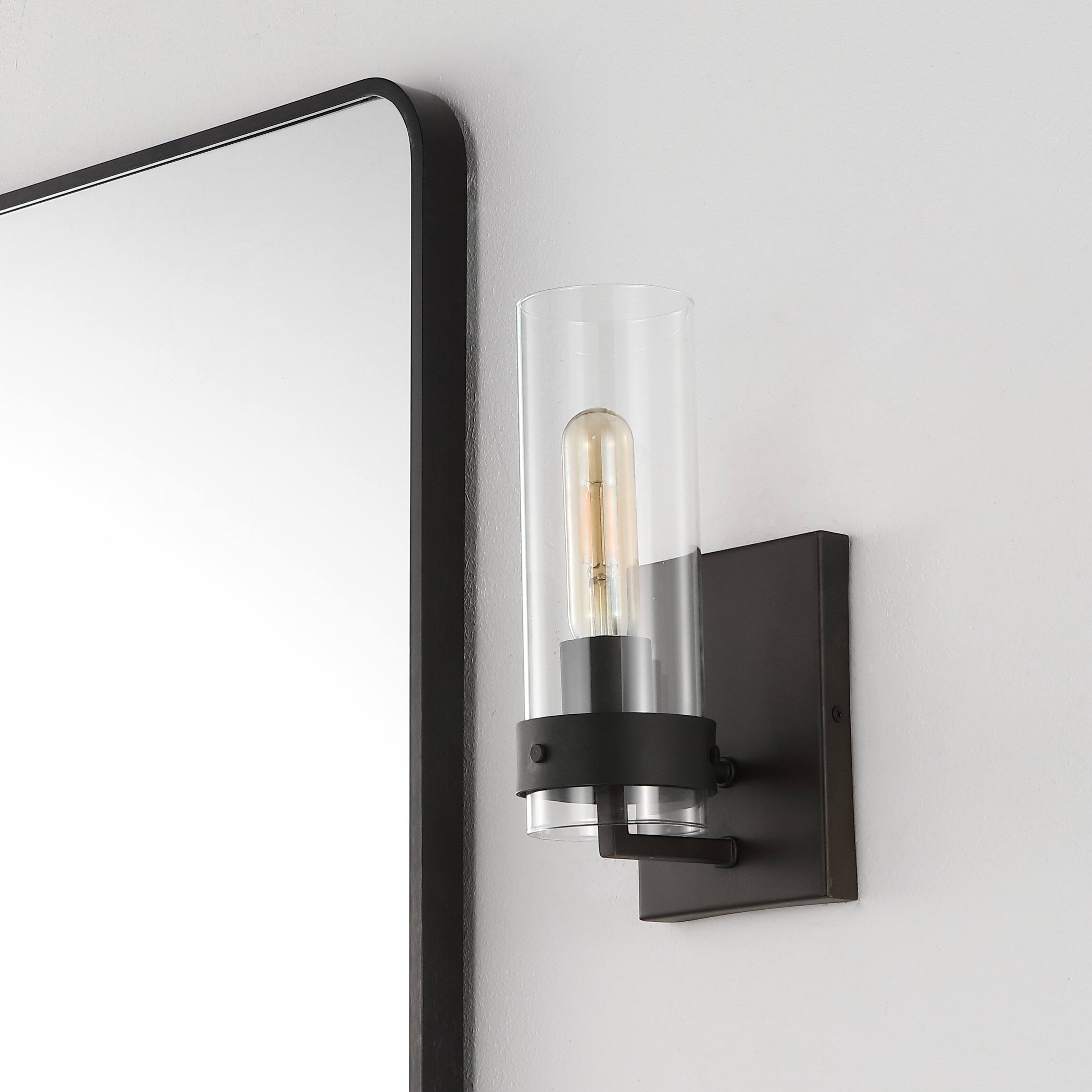 Alt View 7. Jonathan Y - Harper 4.5" 1-Light Modern Farmhouse Iron/Glass LED Sconce, Oil Rubbed Bronze/Clear (Set of 2) - Oil Rubbed Bronze.