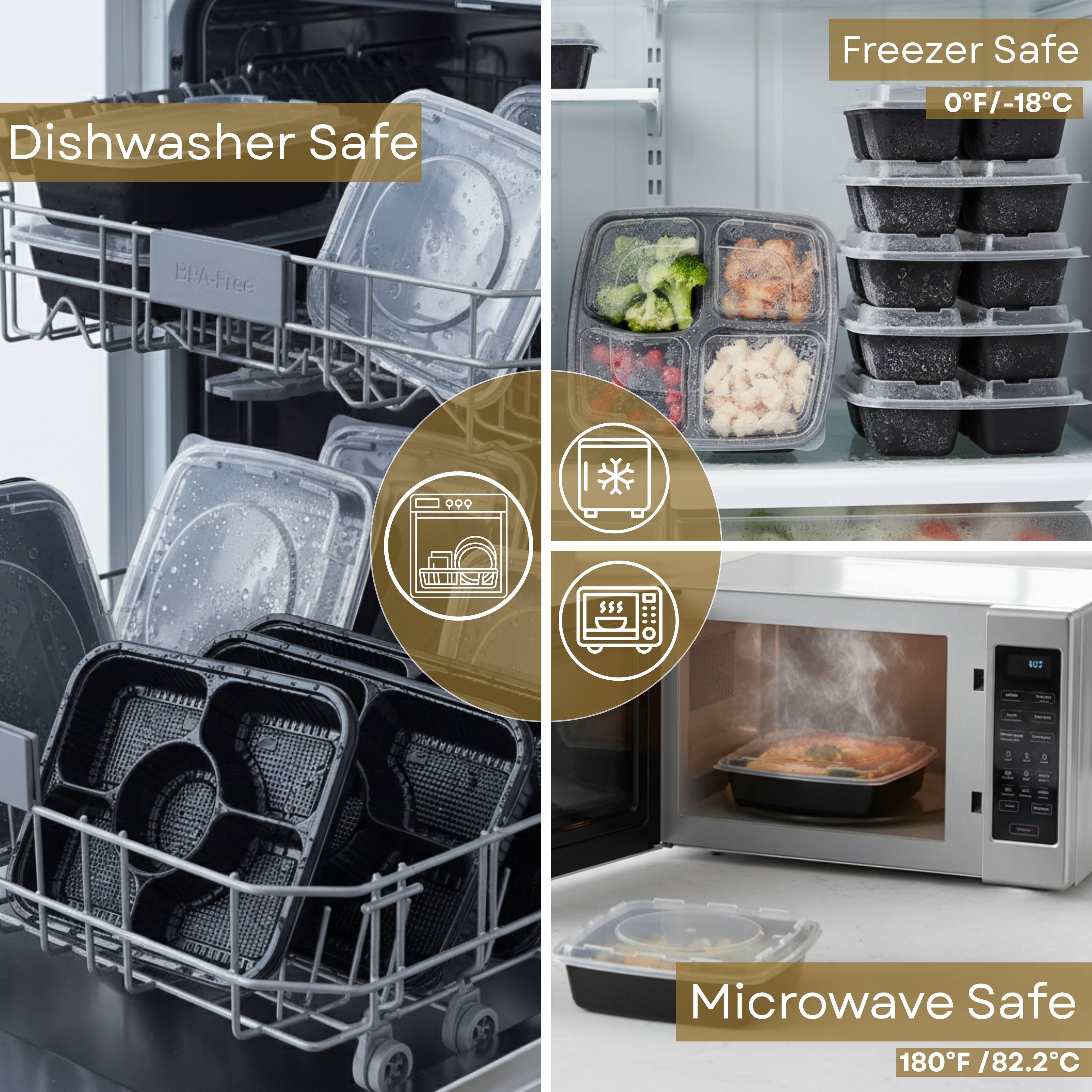 Dishwasher Safe  
Freezer Safe 0°F/-18°C  
EPA-Free  
Microwave Safe 180°F /82.2°C