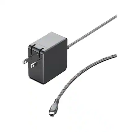 Front. RadioShack - 65W USB-C PD Fast Charger with 2m Braided Cable - Black.