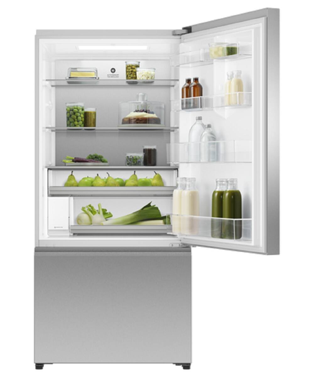 Alt View 14. Fisher & Paykel - 32 in. Wide 18.2 Cu. Ft. Bottom Mount Freezer Freestanding Refrigerator with Ice & Water - Stainless Steel.