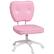 Front. APRILSOUL - Cute Armless Office Chair Small PU Leather Vanity Task Chair with Adjustable Height Swivel Wheels Mid Back Pink - Pink.