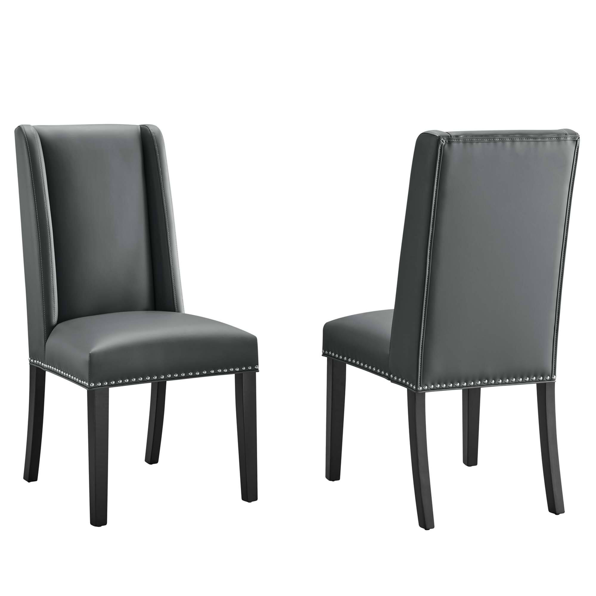Angle. Modway - Baron Vinyl Dining Chair Set of 2 by Modway - Gray.