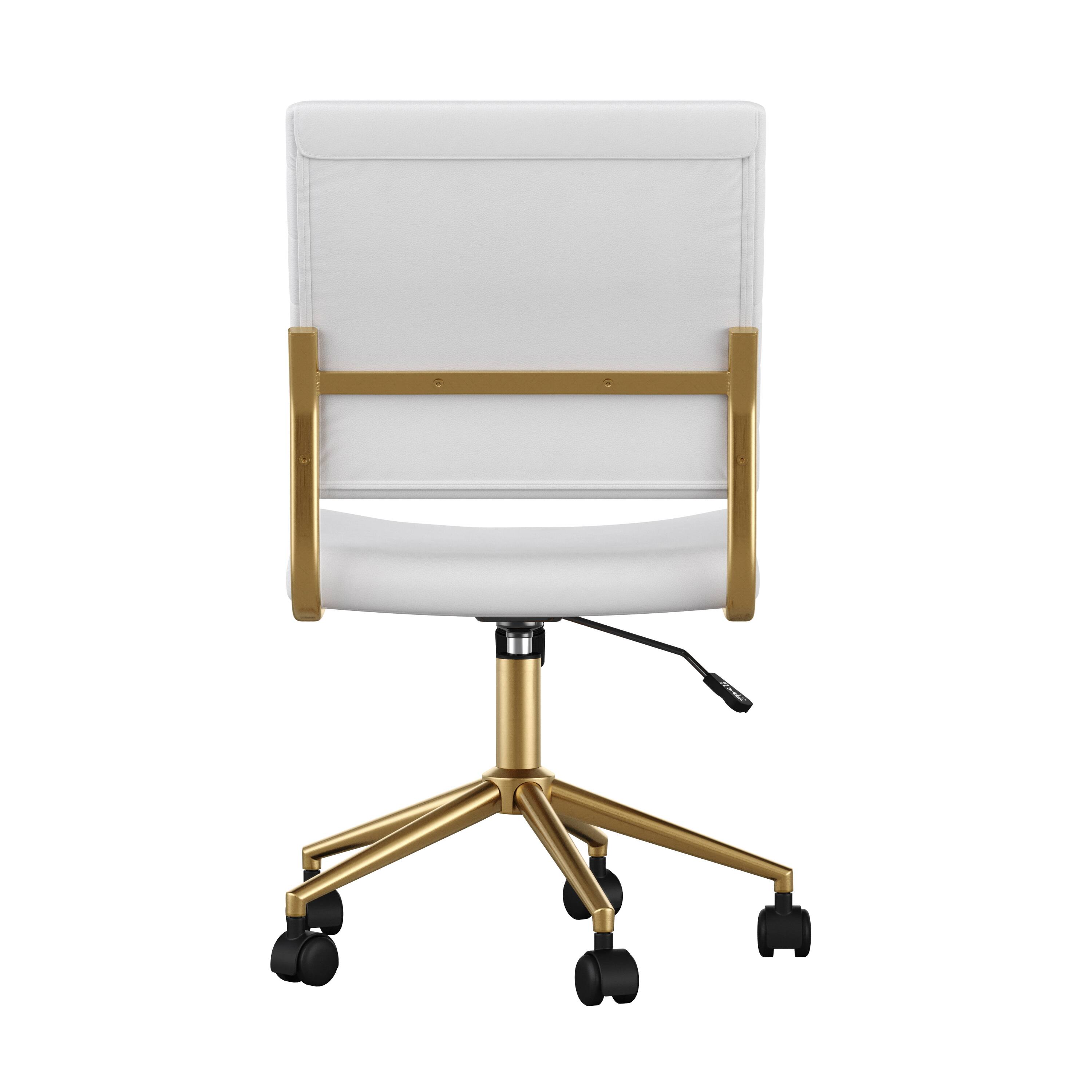 Alt View 19. Martha Stewart - Ivy Ribbed Faux Leather Office Chair - White Faux Leather/Polished Brass.