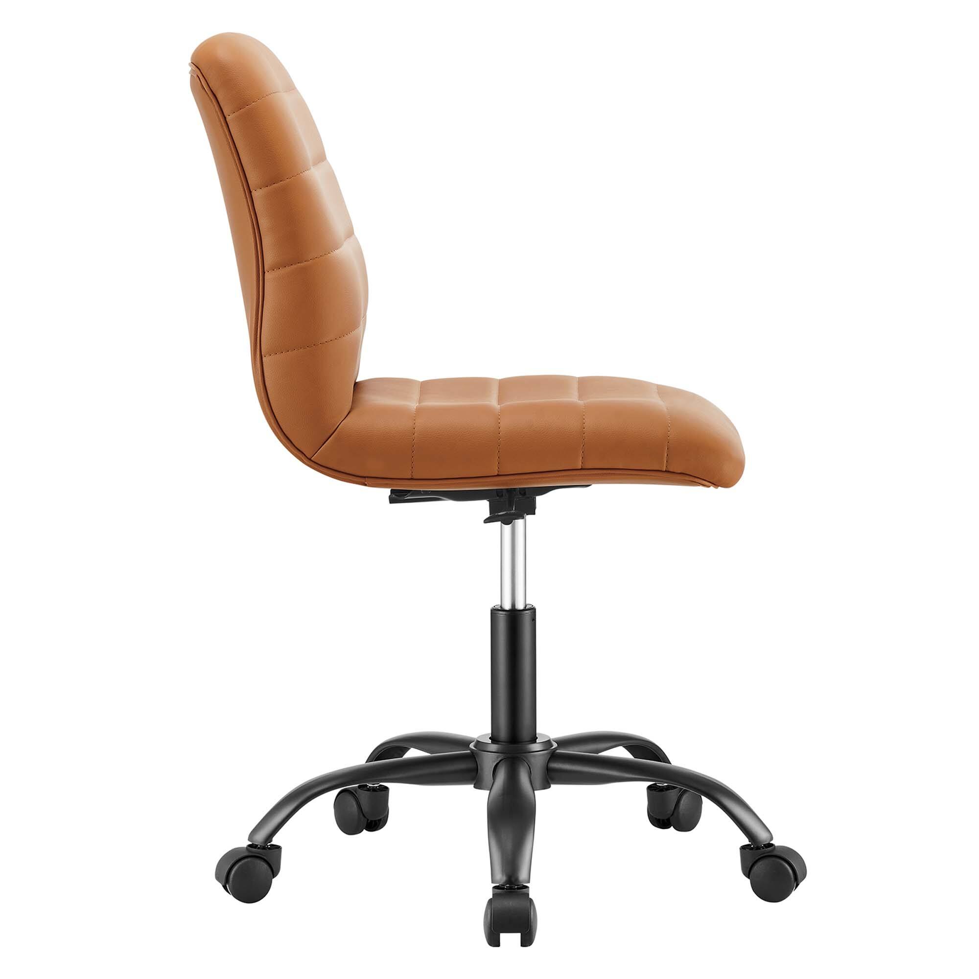 Alt View 1. Modway - Ripple Armless Vegan Leather Office Chair by Modway - Black Tan.