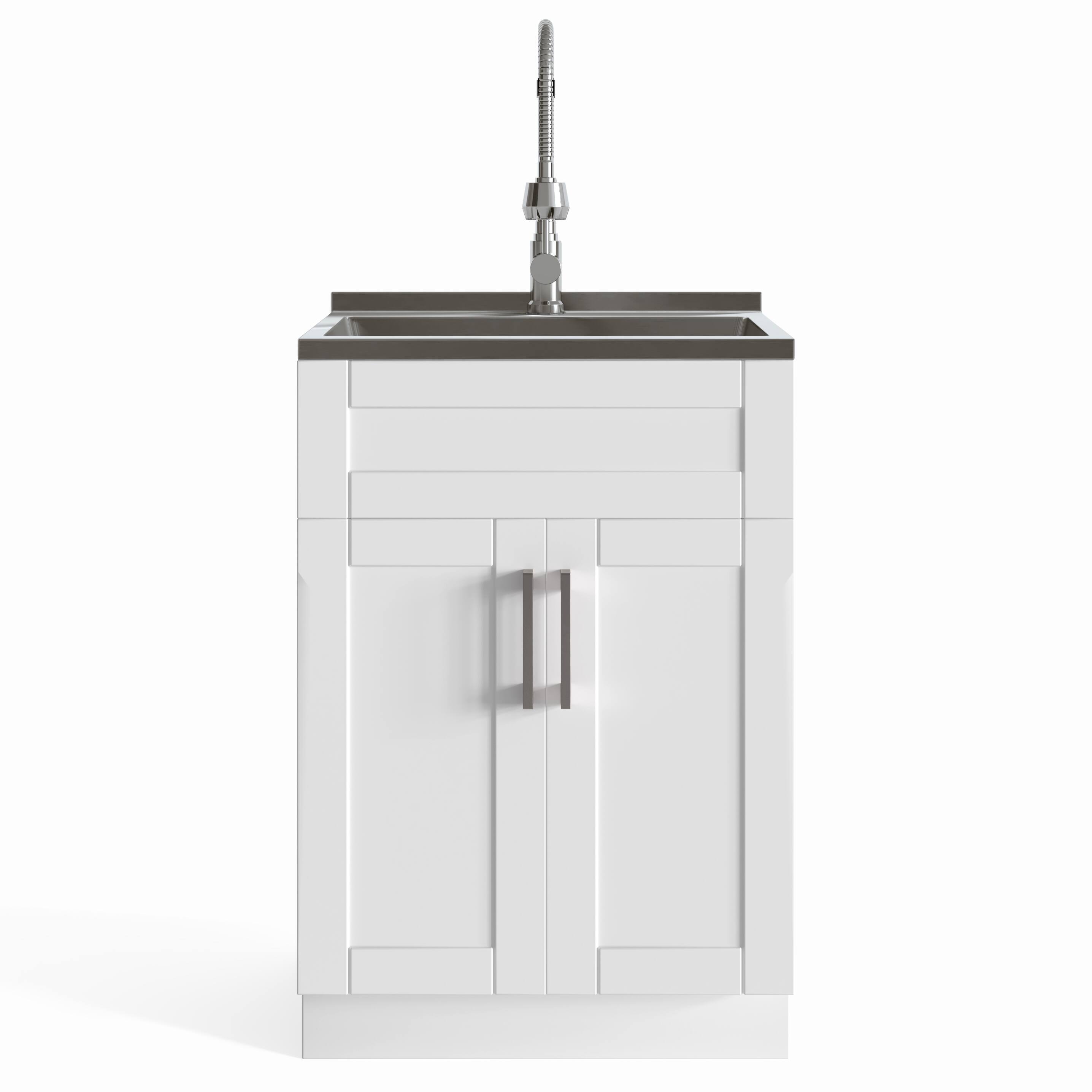 Angle. Simpli Home - Hennessy  All-in-One 24-inch Utility Sink & Cabinet - Pure White.
