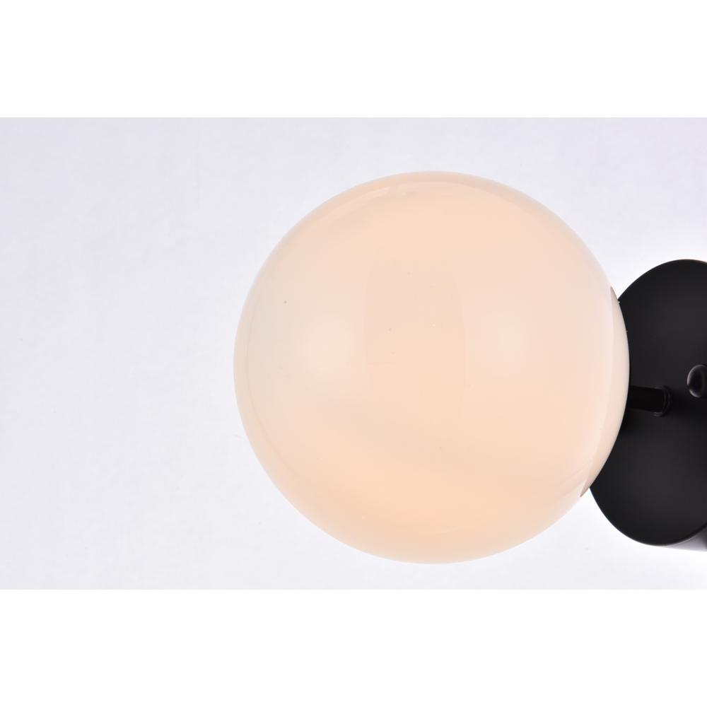 Alt View 1. Living District - Mimi six inch dual flush mount and bath sconce in black with frosted glass - Black And Frosted White.