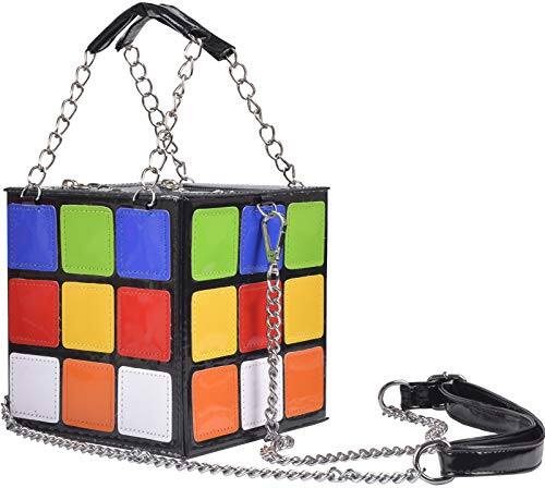Front. DORLUKFU - Women's Cute Cube Shape Handbag Magic Shoulder Bag Clutch Bag With Super Long Shoulder Strap - A-magic Cube.
