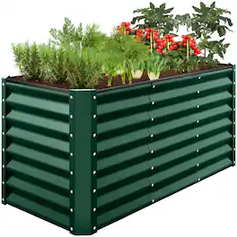 Best Choice Products - 4x2x2ft Outdoor Metal Raised Garden Bed for Vegetables Flowers Herbs - Dark Green