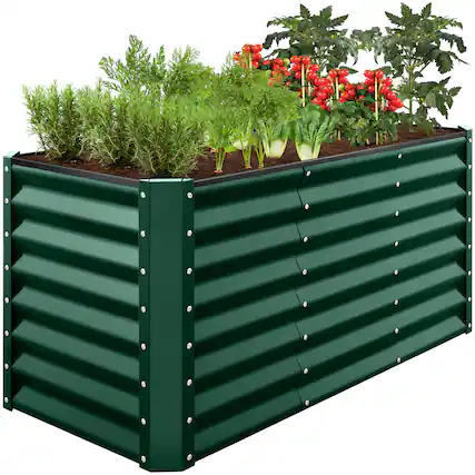 Front. Best Choice Products - Best Choice Products 4x2x2ft Outdoor Metal Raised Garden Bed for Vegetables Flowers Herbs - Dark Green - Dark Green.
