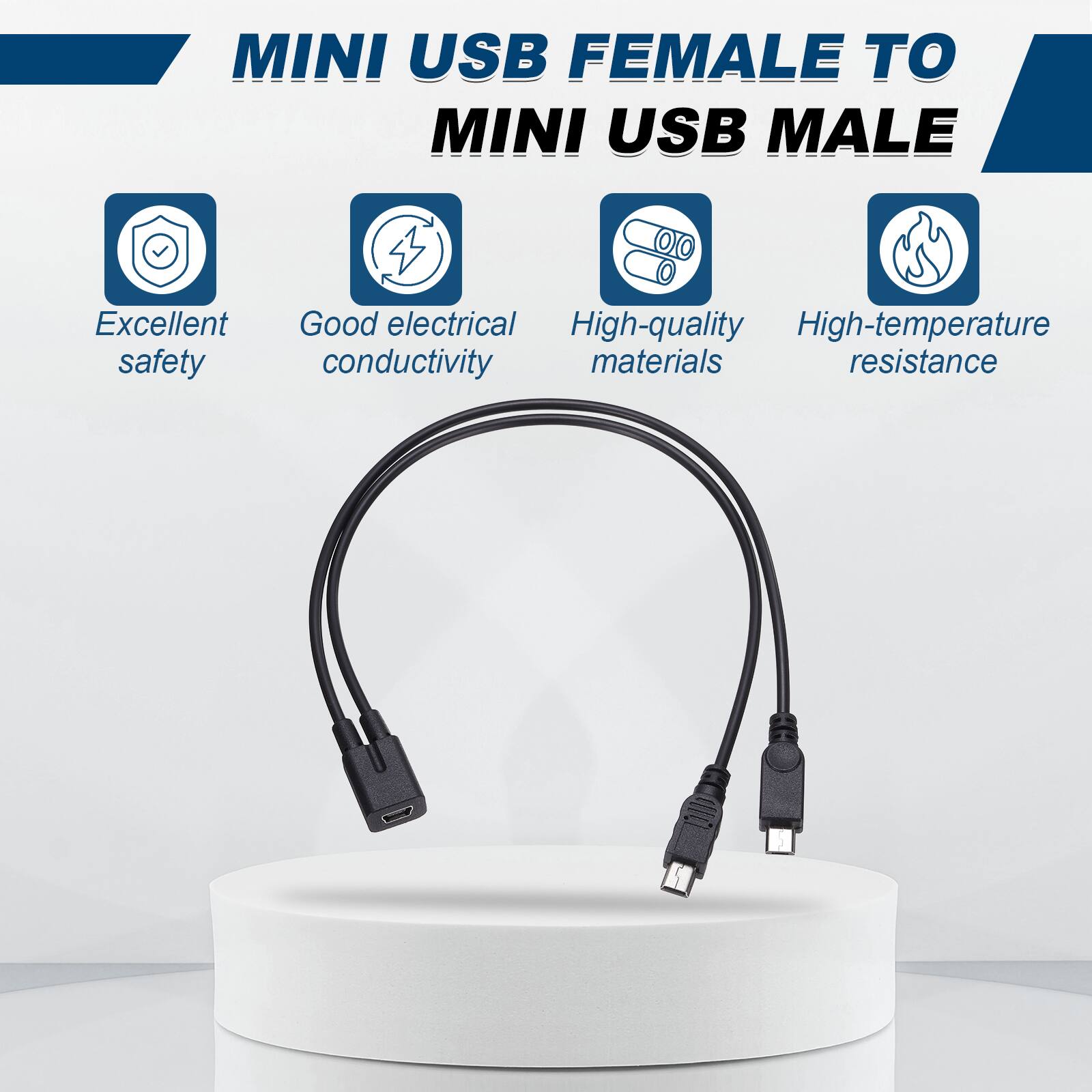 MINI USB FEMALE TO MINI USB MALE

Excellent safety
Good electrical conductivity
High-quality materials
High-temperature resistance
