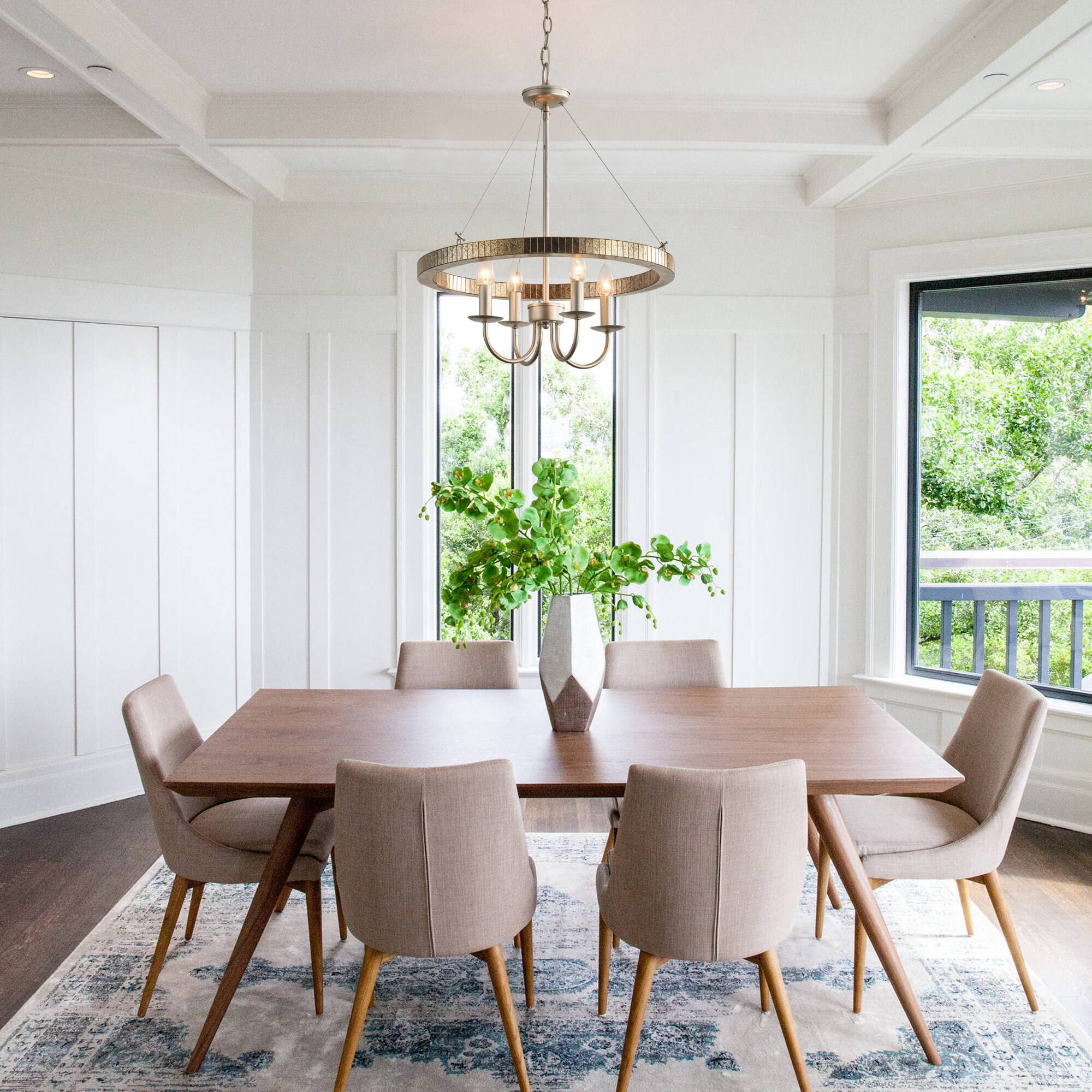 Angle. Parrot Uncle - 19.7 in. 4-Light Brushed Nickel Wagon Wheel Candle Style Chandelier - Brushed Nickel.