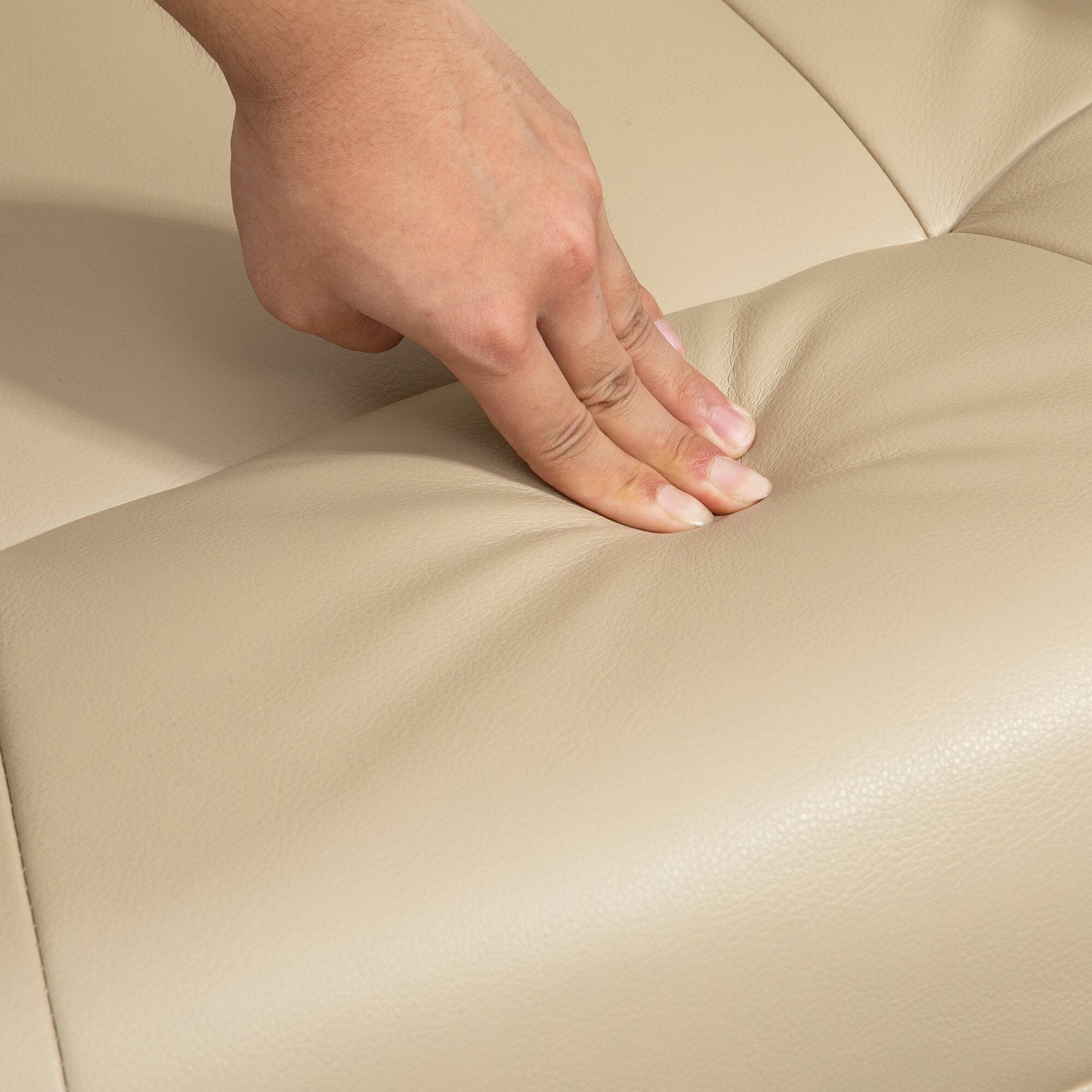 Alt View 4. Homcom - Faux Leather Manual Recliner, Adjustable Swivel Lounge Chair with Footrest, Armrest and Wrapped Wood Base - Cream White.