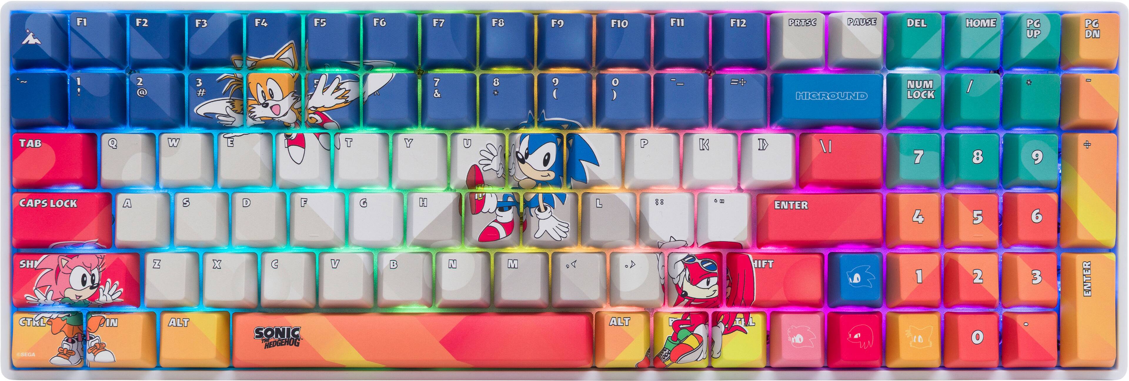 F1 F2 F3 F4 F5 F6 F7 F8 F9 F10 F11 F12  
PRISC PAUSE DEL HOME PG UP PG DN  
I ! 2 3 # 5 7 & 9 ( ) =+  
HIGROUND NUM LOCK / * -  
TAB Q W E T Y U I O P  
CAPS LOCK A S D F G H J K L  
SHIFT Z X C V B N M  
CTRL CNEA IN ALT  
SONIC HEDGEHOG  
ALT IFT L  
a 1 2 3 4 5 6 7 8 9 0