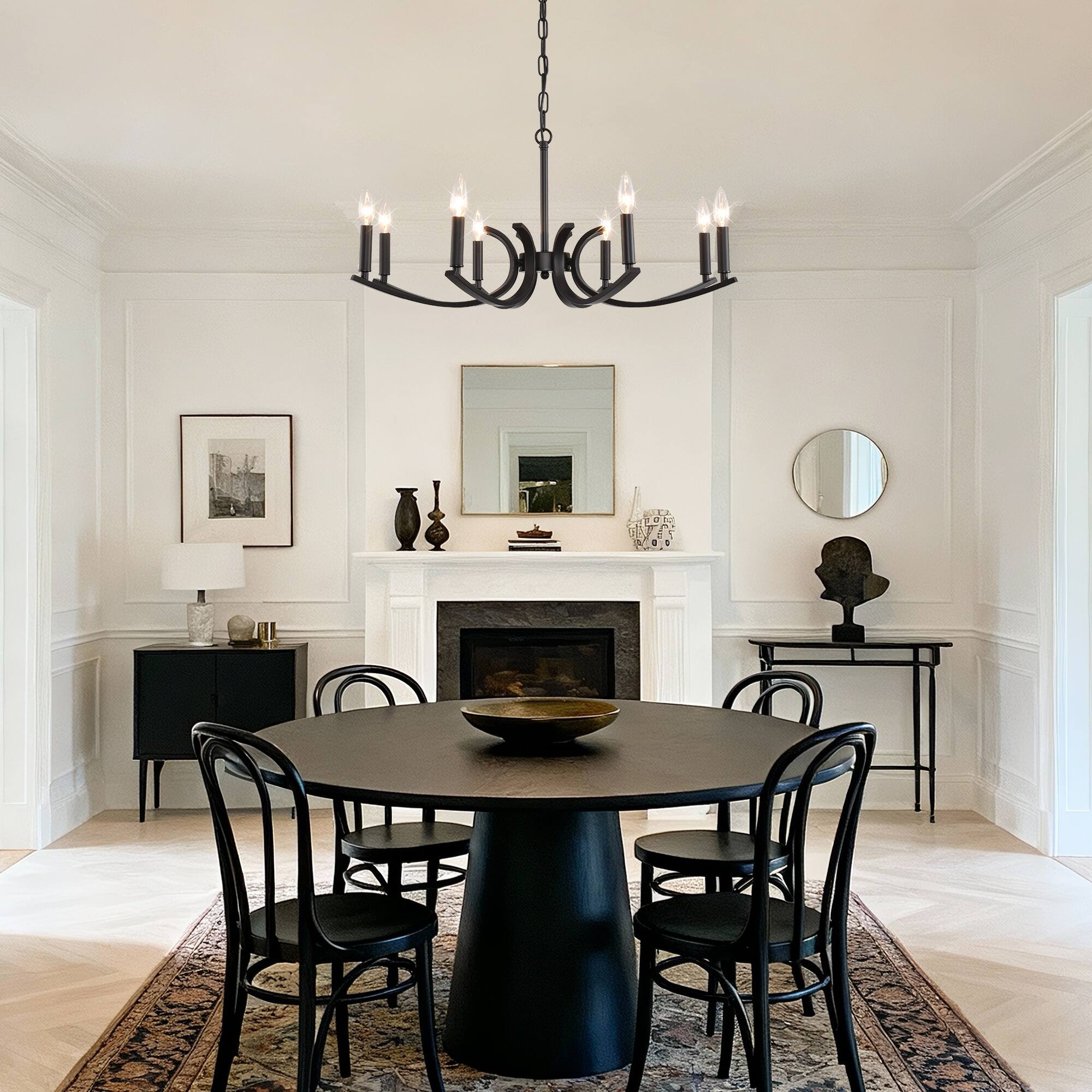 Alt View 2. Boyel Living - 8 Light Farmhouse Chandelier Black Metal Chandeliers Light Fixtures Industrial for High Ceiling.