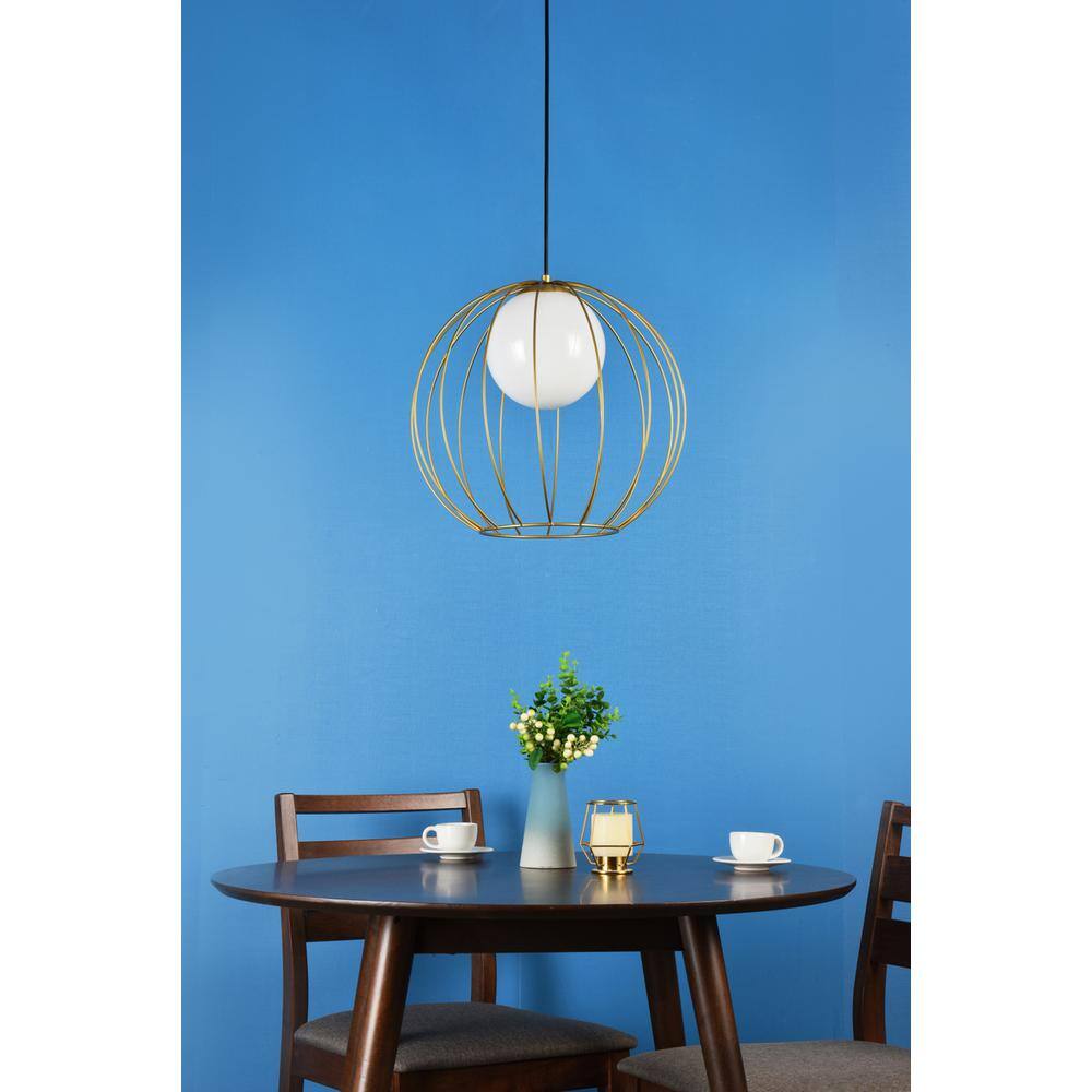 Back. Living District - Wetzel 1 light brass pendant - Brass And White.