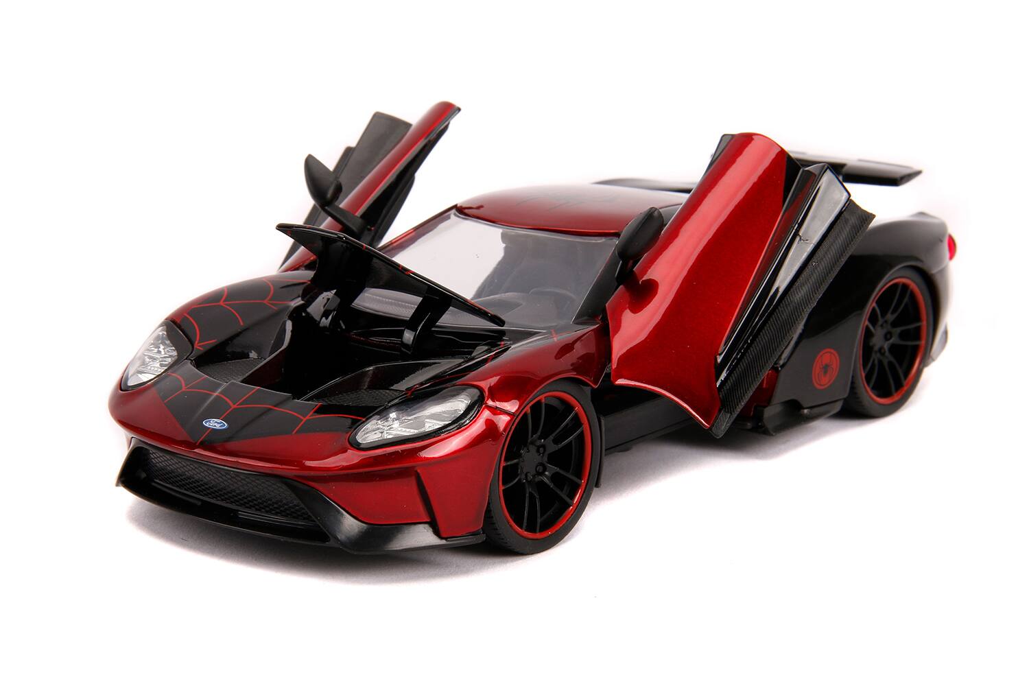Alt View 1. Jada - 2017 Ford GT with Miles Morales Diecast Figurine "Spider Man" "Marvel" Series 1/24 Diecast Model Car by Jada.