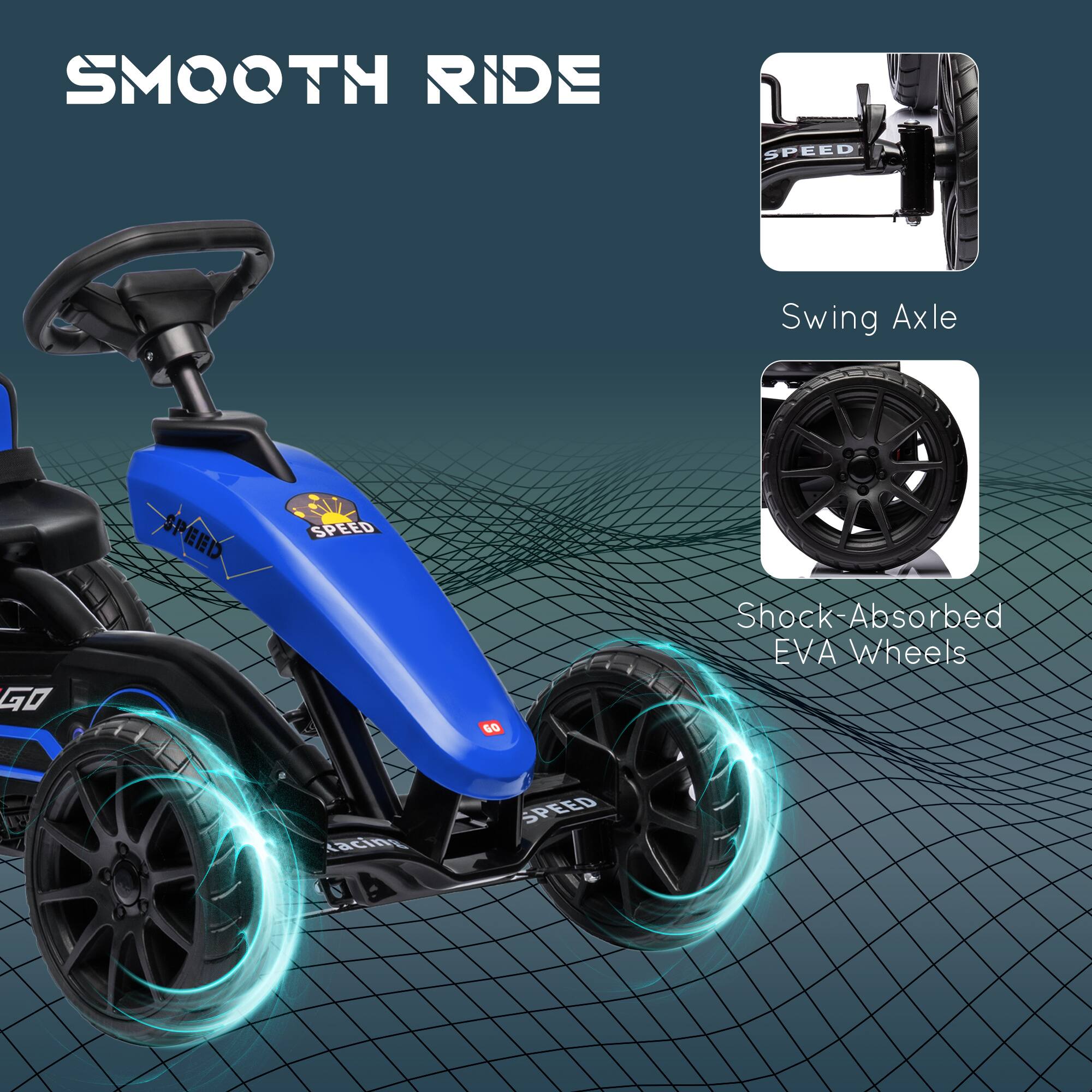SMOOTH RIDE

- SPEED
- Swing Axle
- Shock Absorbed EVA Wheels