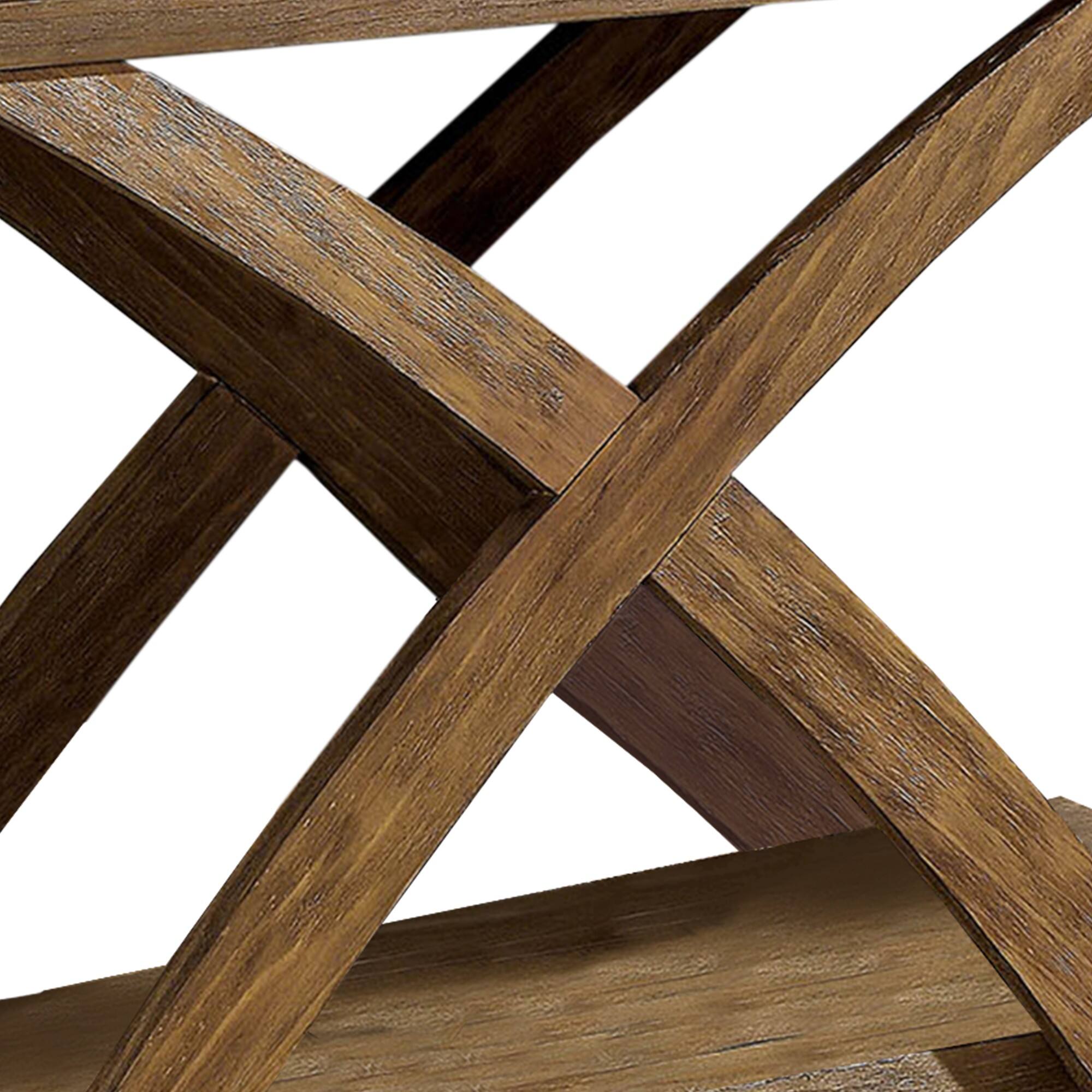 Alt View 1. Manhattan Lane - Wooden Sofa Table with Open Bottom Shelf and X Shaped Base, Antique Light Oak Brown - Brown.