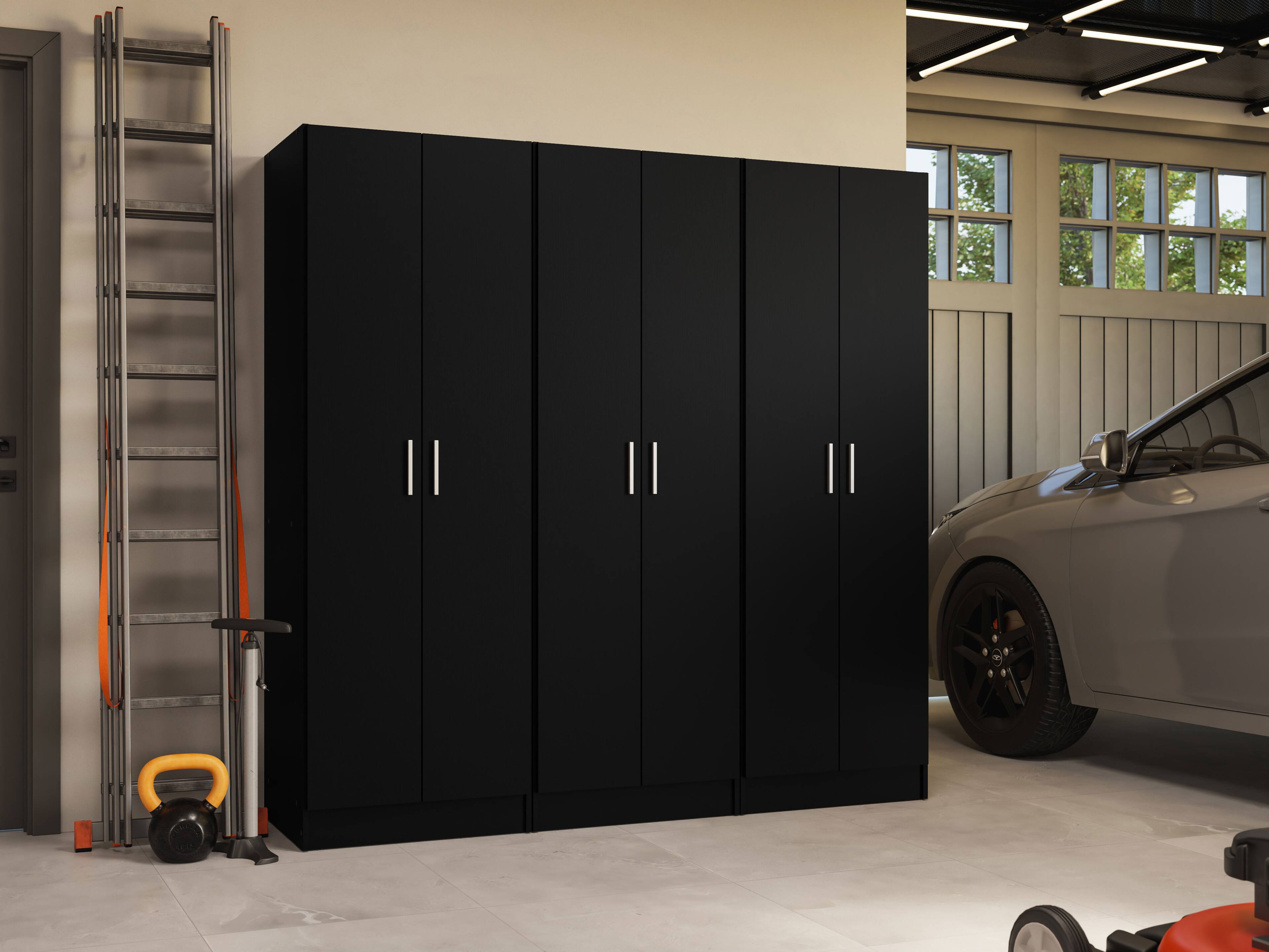 Alt View 5. Madesa - Madesa Garage Storage Cabinet Set 6 Doors 12 Utility Shelves 70"L Organization Unit for Garage and Tools - Black - Black.