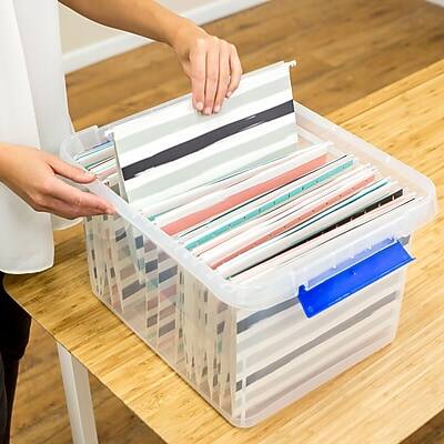 Alt View 7. Bankers Box - Bankers Box Heavy Duty Locking File Totes, Letter/Legal Size, Blue/Clear (0086201) - Blue/Clear.