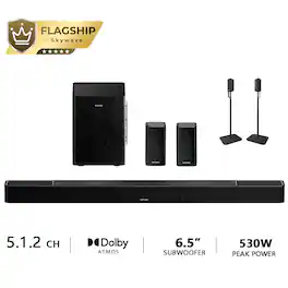 Ultimea - Skywave Series 5.1.2ch Wireless Surround Sound System for TV, Dolby Atmos Sound Bar, 530W + Steady 400 - Black
