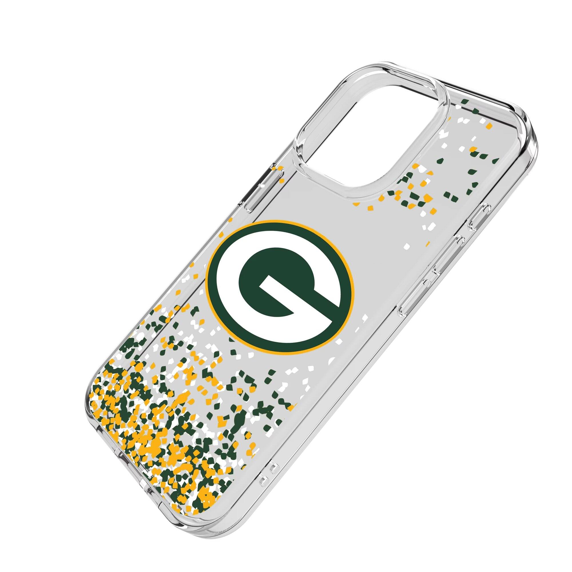 Alt View 1. Keyscaper - Green Bay Packers iPhone Clear Case with Confetti Design - 15 Pro Max - Multicolor.