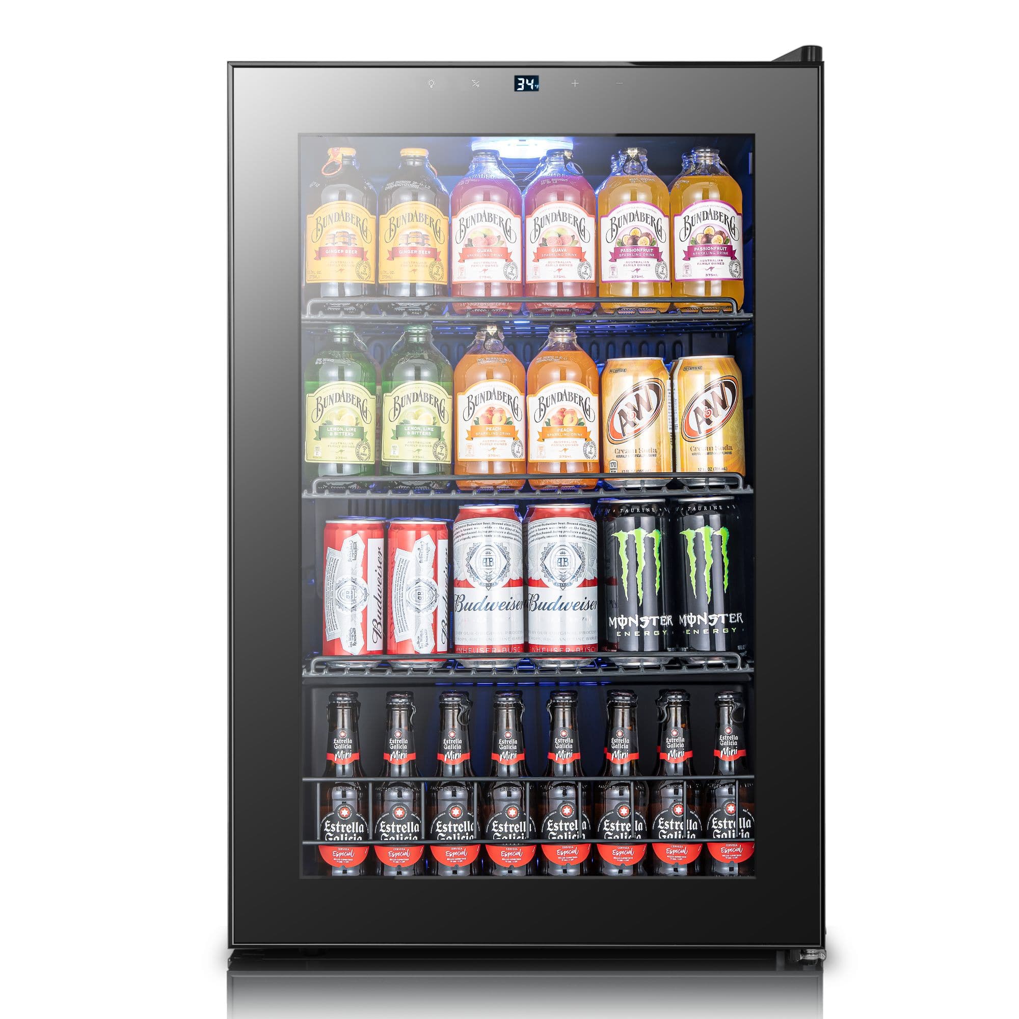 Yeego - Beverage Refrigerator Cooler, 155 Cans Freestanding Mini Beverage Fridge with Glass Door Beverage cooler for Home Office - Black
