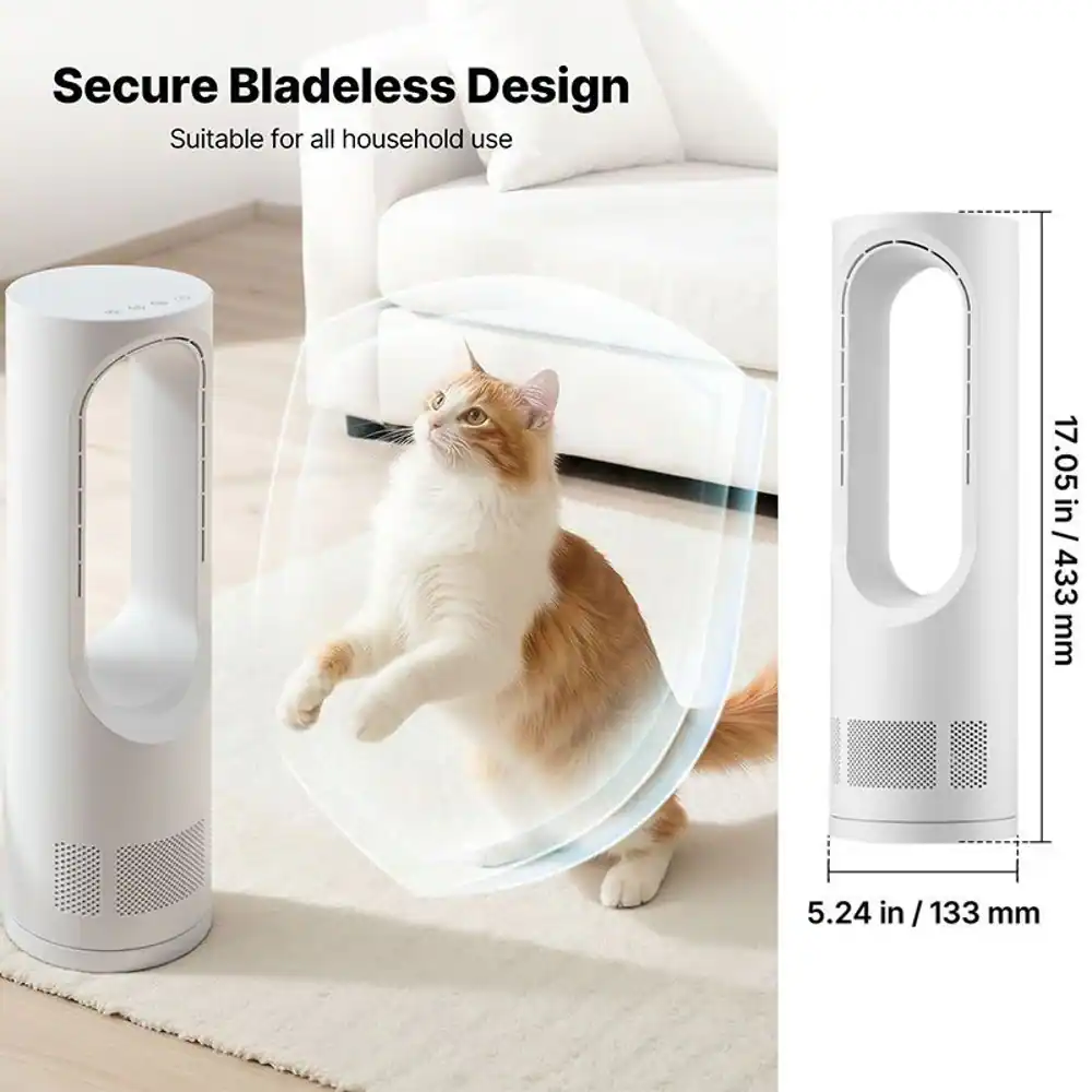 Secure Bladeless Design  
Suitable for all household use  

17.05 in / 433 mm  
5.24 in / 133 mm