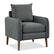 Front. Costway - Modern Mid-Century Armchair with Rubber Wood Legs - Grey.