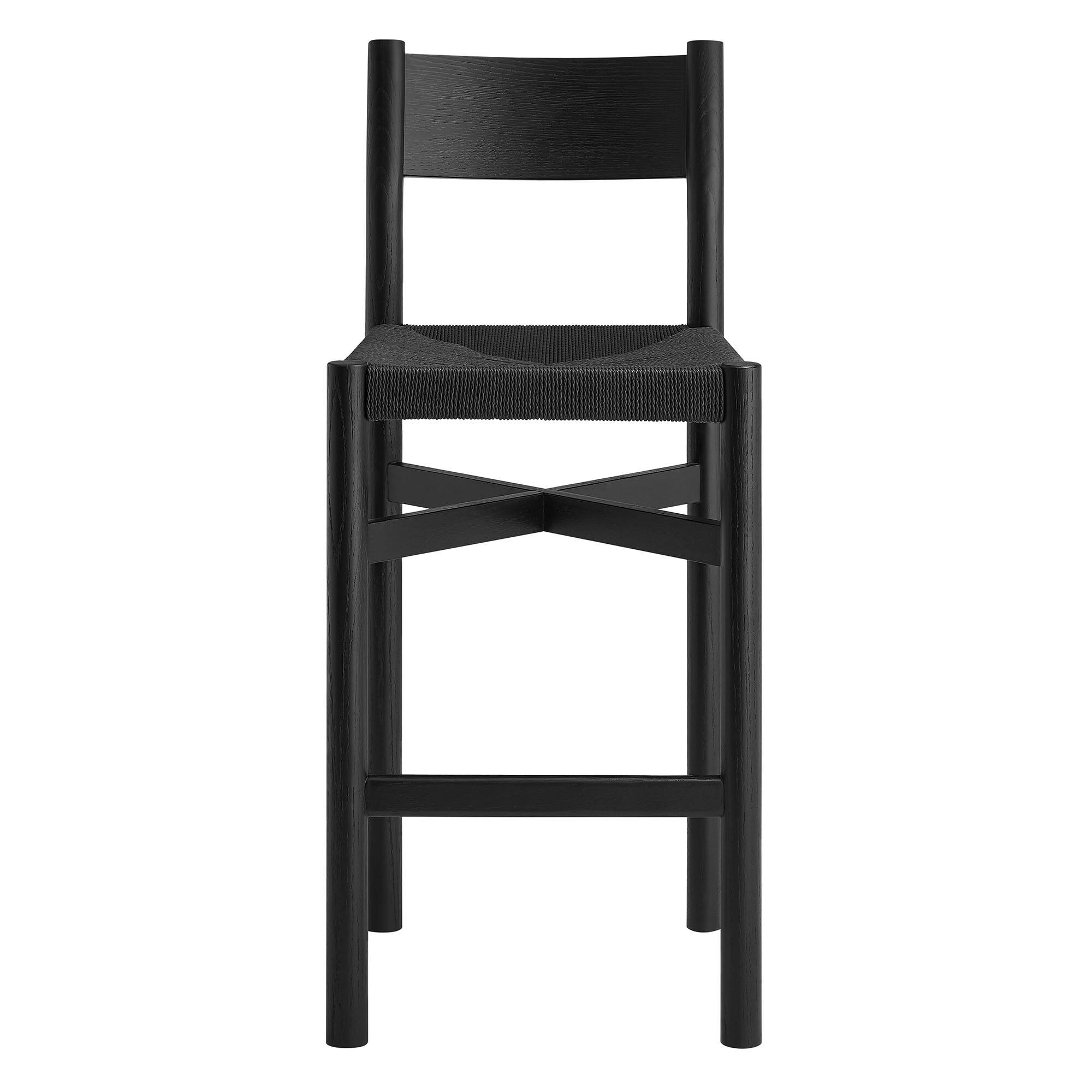 Alt View 5. Modway - Alvia Oak Wood Bar Stools With Woven Seats Set of 2 by Modway - Black.
