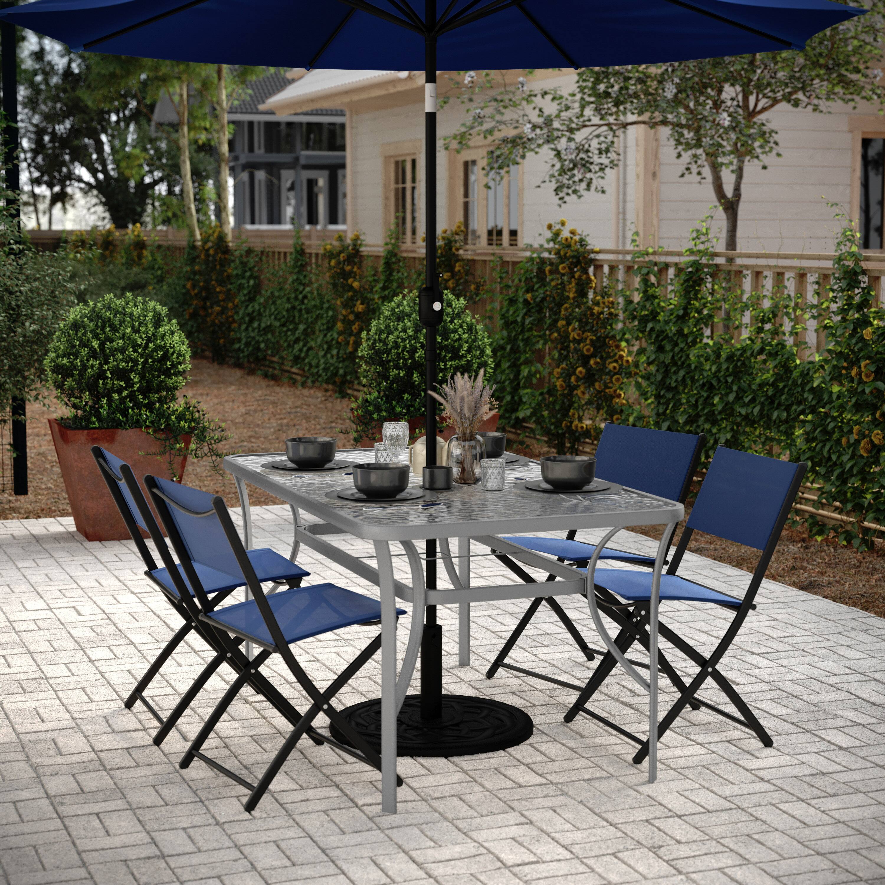 Alt View 1. Flash Furniture - Tory Commercial Grade 35" x 59" Rectangular Patio Table with Tempered Glass Top with Umbrella Hole and Steel Tube Frame - Gray.
