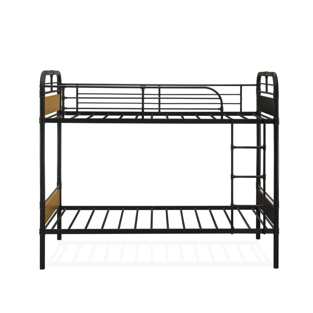 Alt View 1. East West Furniture - Hedley Bunk Bed Frame with 4 Metal Legs - Black.