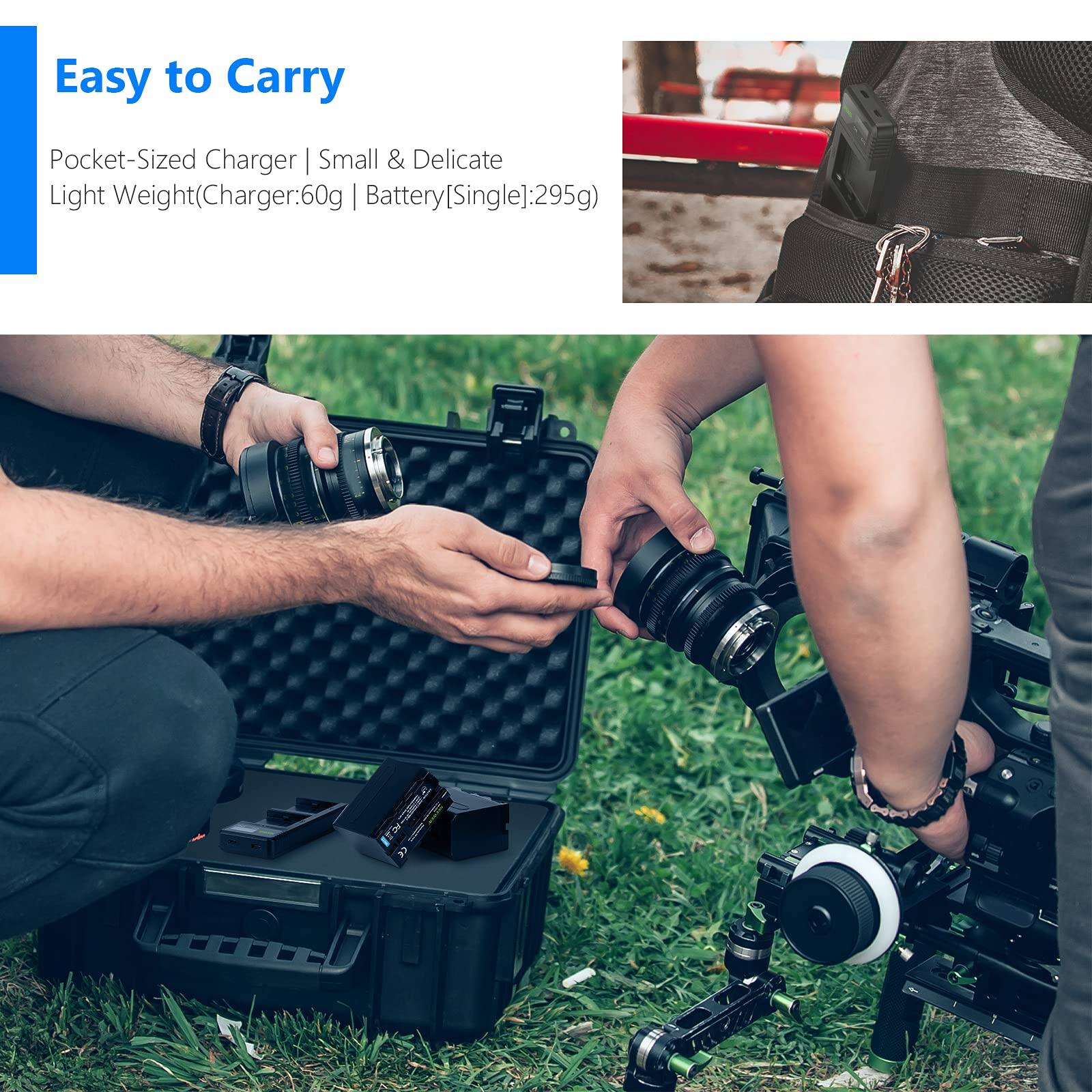 Easy to Carry Pocket-Sized Charger | Small & Delicate Light Weight(Charger:60g | Battery[Single]:295g)