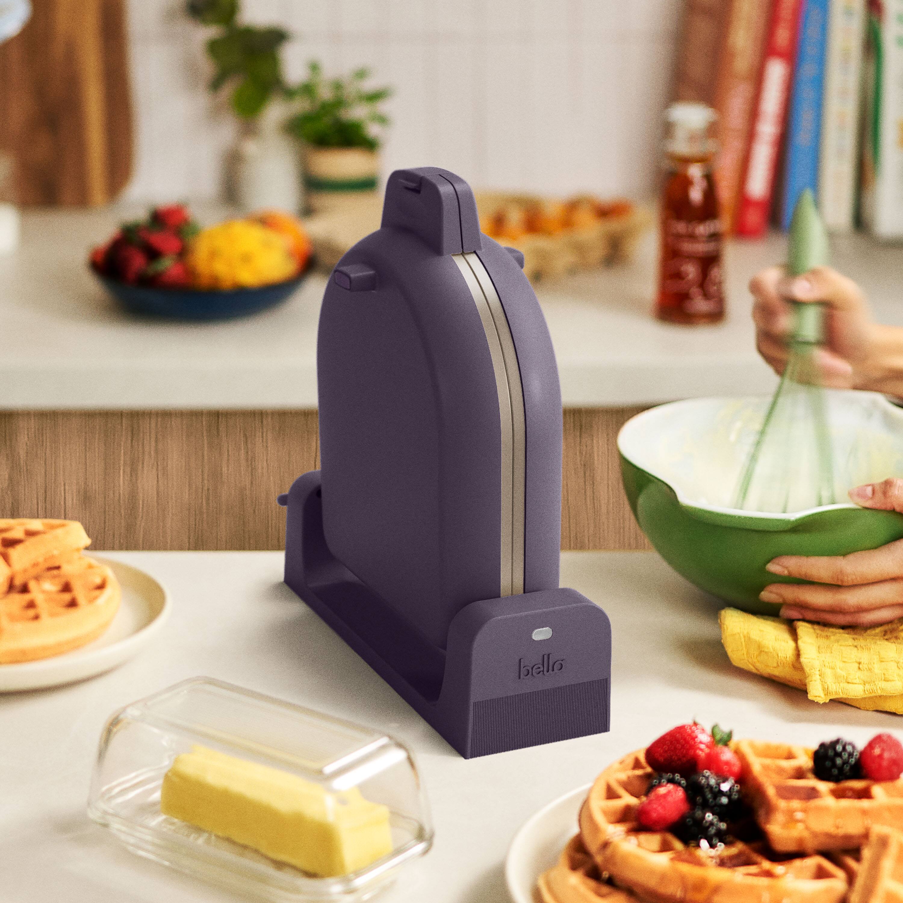 Alt View 9. Bella - Fits-anywhere Kitchenware: Flip & Store Belgian Waffle Maker - Plum.