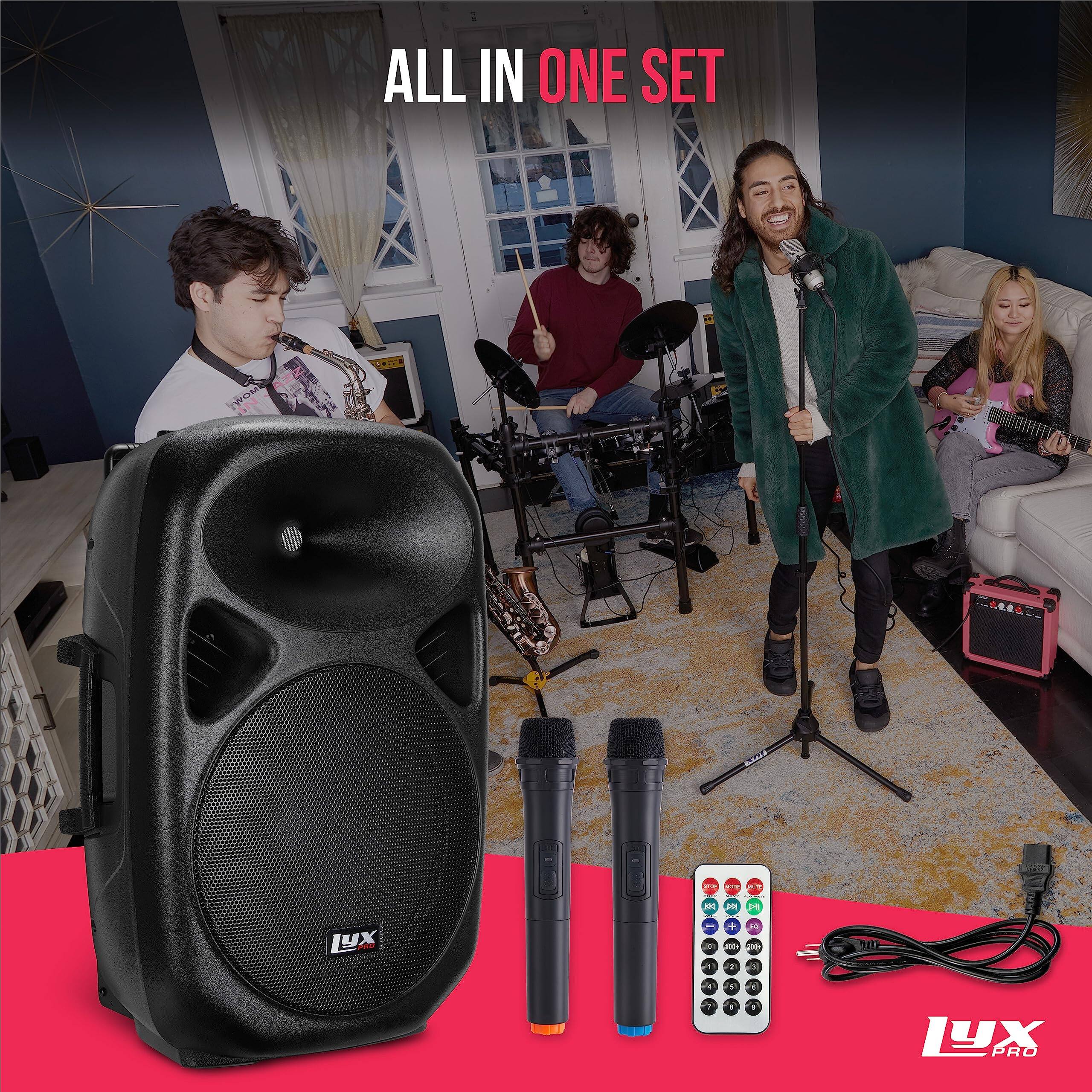 Lyxpro 15 Inch Rechargeable Battery PA Speaker, PA System W