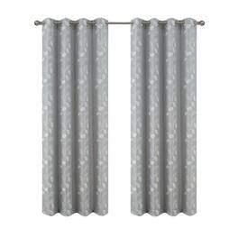 RT Designers Collection - 100% Polyester 140 GSM Reed Embroidered Grommet Curtain Panel 54" x 90" Grey - Gray