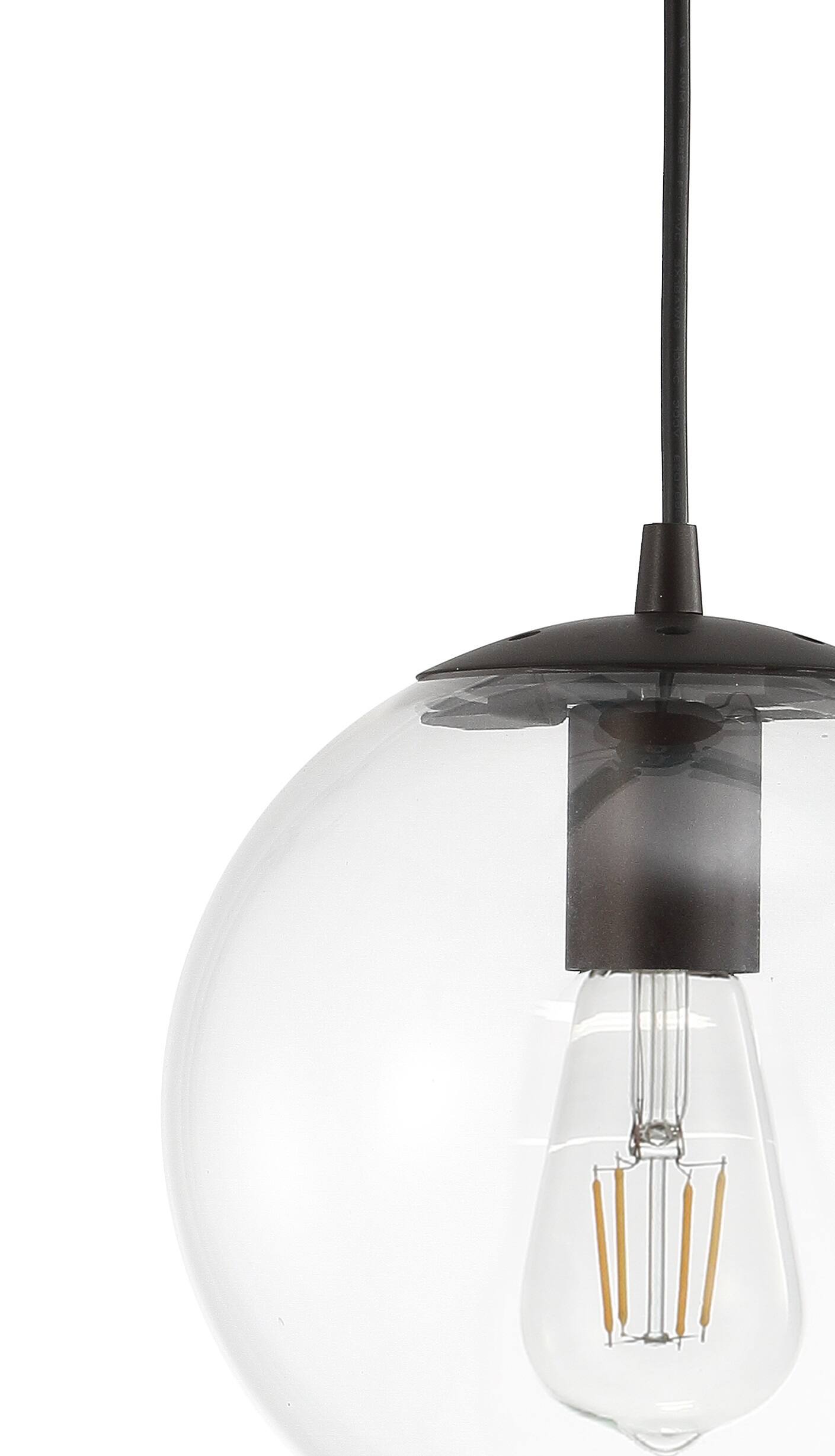 Alt View 3. Jonathan Y - Bleecker 7.75" Metal/Glass Globe LED Pendant, Clear/Oil Rubbed Bronze - Clear/Oil Rubbed Bronze.