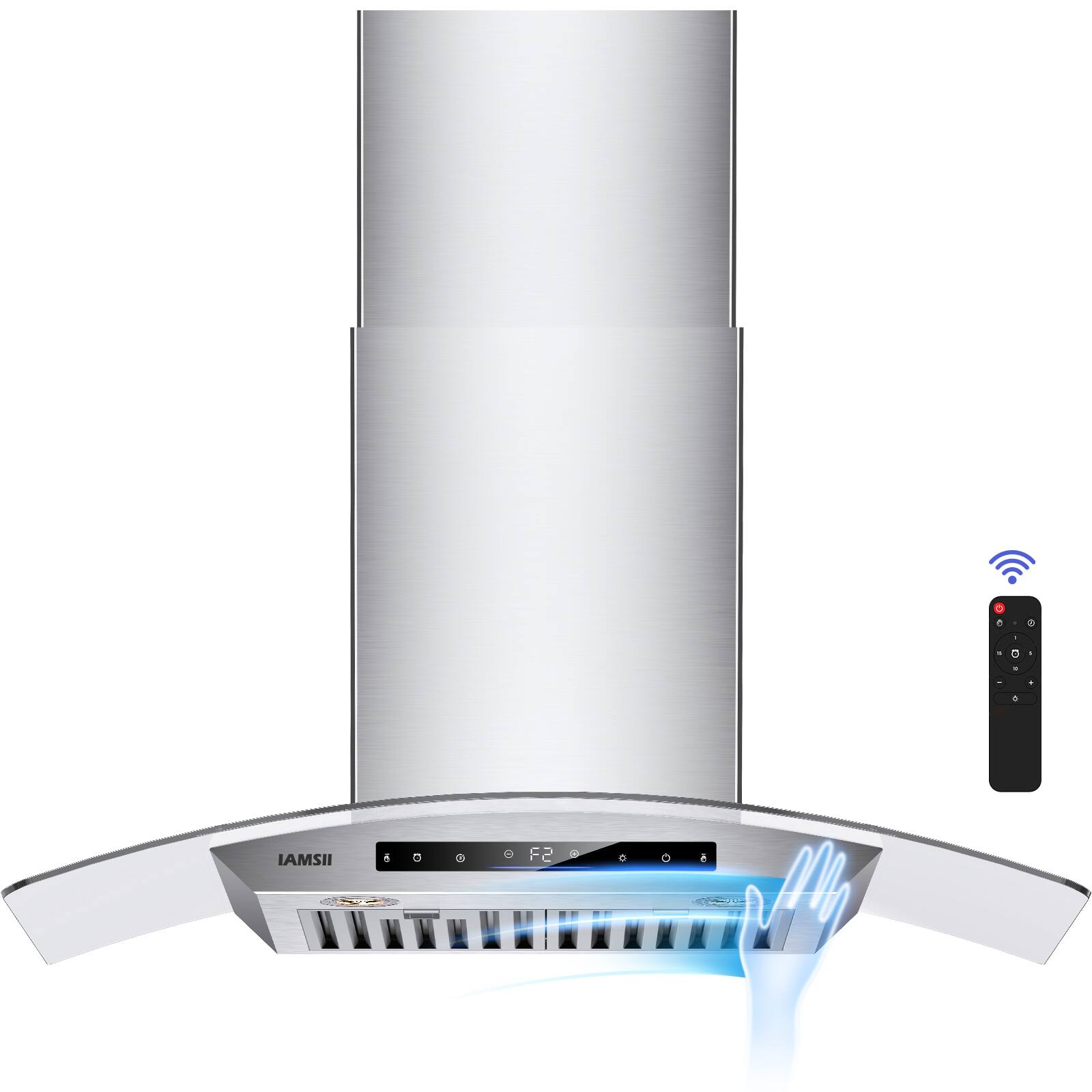 Front. Brano - 30 inch Wall Mount Range Hood in Stainless Steel 900 CFM Ducted/Ductless Convertible, with Remote - sliver.