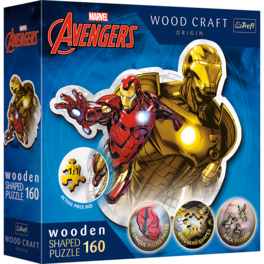 Trefl - Wood Craft 160 Piece Wooden Puzzle - Marvel Brave Iron Man - Red, White, Blue, Gold