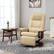 Angle. Homcom - Leather Manual Recliner, Adjustable Swivel Lounge Chair with Footrest, Armrest and Wrapped Wood Base - Cream White.