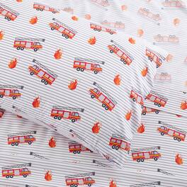 Sweet Home Collection - Kids' Printed Classic & Bright Ultra Soft Microfiber Sheet Sets - Twin - Fire Trucks