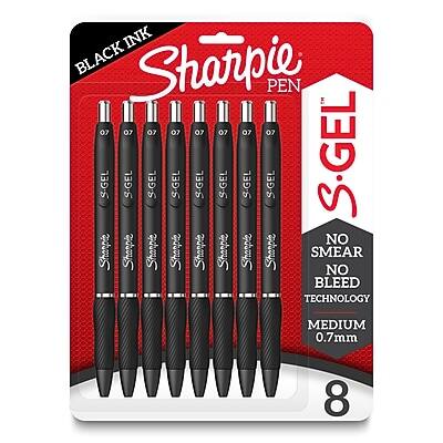 Sharpie - S-Gel Retractable Gel Pen, Medium Point, 0.7mm, Ink, 8/Pack - Black