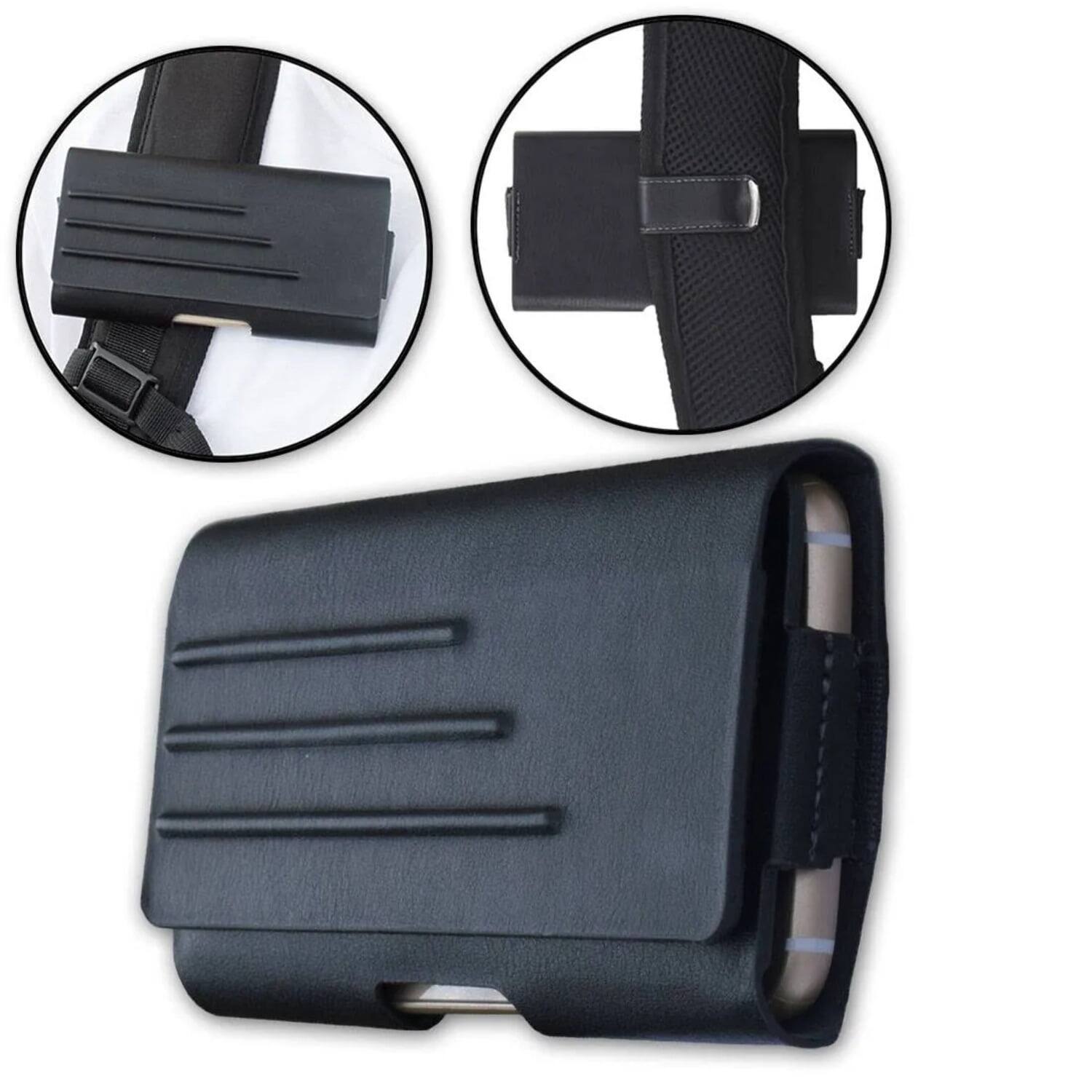 Alt View 2. RomeTech - Universal Leather Pouch for Large Phones - Black.