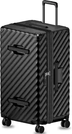 Front. LUGGEX - LUGGEX 30 Inch Trunk Luggage, Expandable PC Hard Shell Large Checked Suitcase with Shock - Absorbing Wheels - KVT2 - Black.