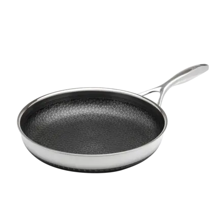 Front. Livwell - DiamondClad™ 12" Hybrid Nonstick Stainless Steel Frying Pan, Dishwasher Safe, PFOA-free – Silver/Black - Black/Silver.