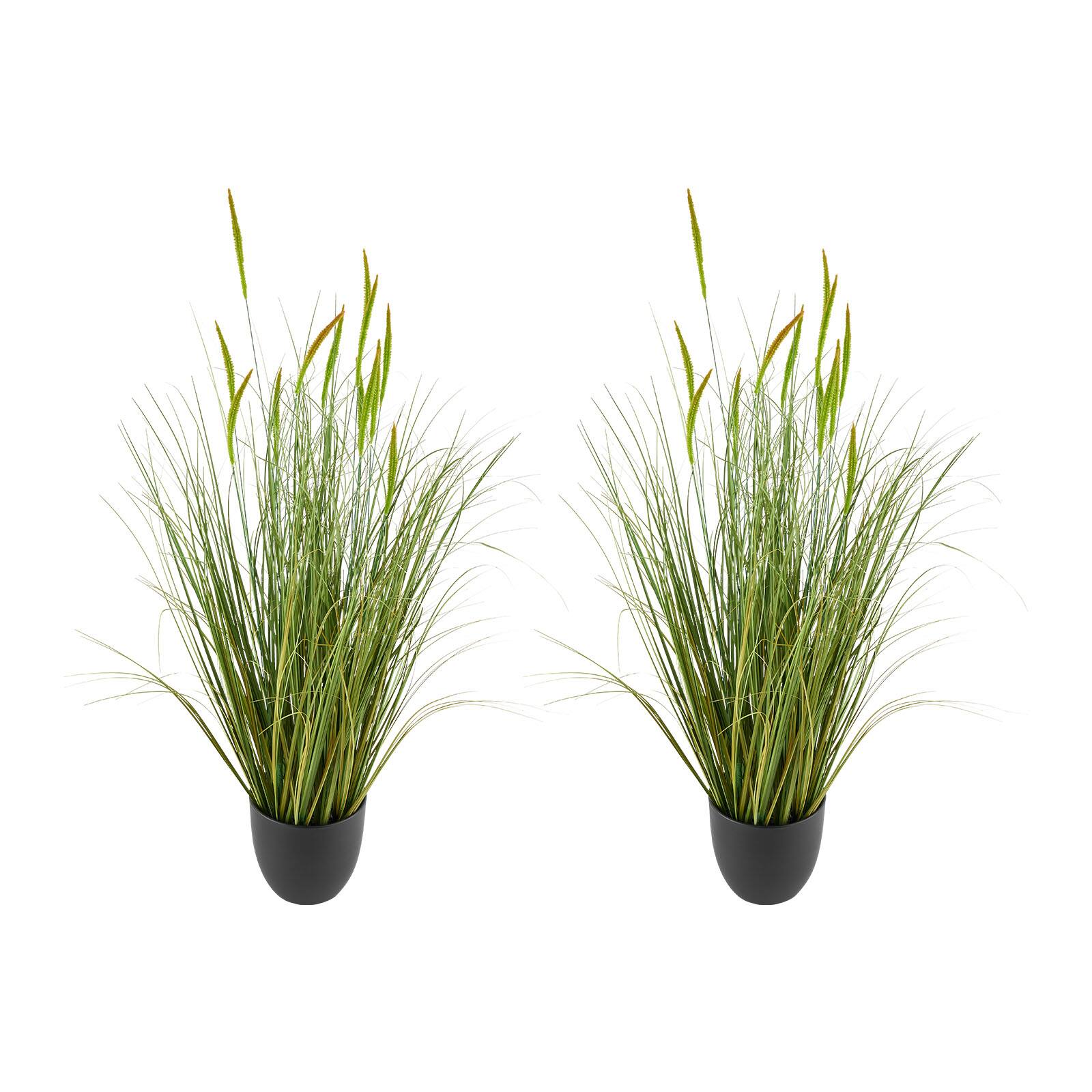 Alt View 5. VEVOR - Artificial Grass Plant, 2 Pack 35in Cattail Grass in Pot, Premium PVC Faux Fake Greenery Shrubs Plant for Indoor Outdoor - Green.