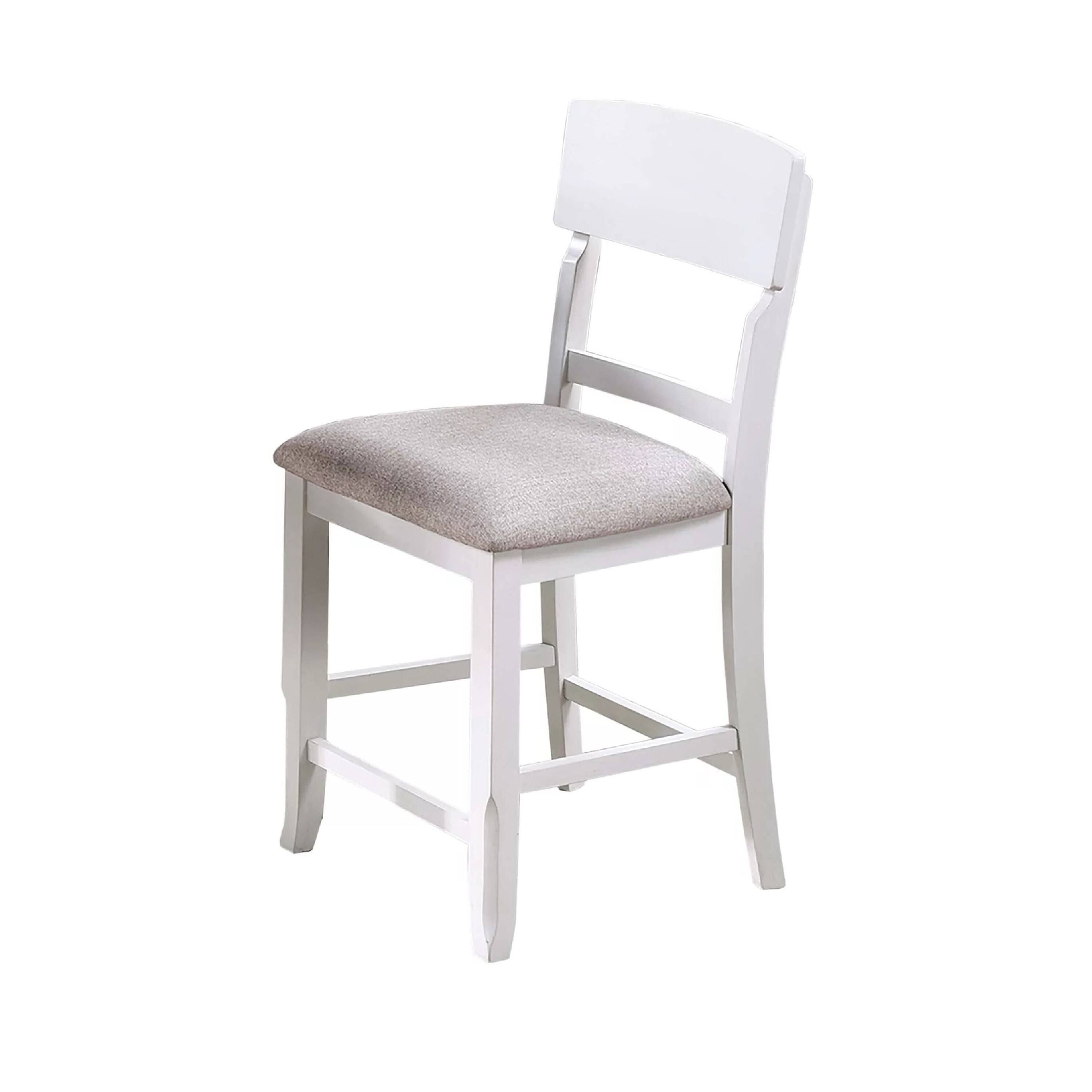 Alt View 1. Manhattan Lane - Keyan Counter Height Chair, Set of 2, Foam Gray Fabric Seat, Antique White Wood - Gray, White.