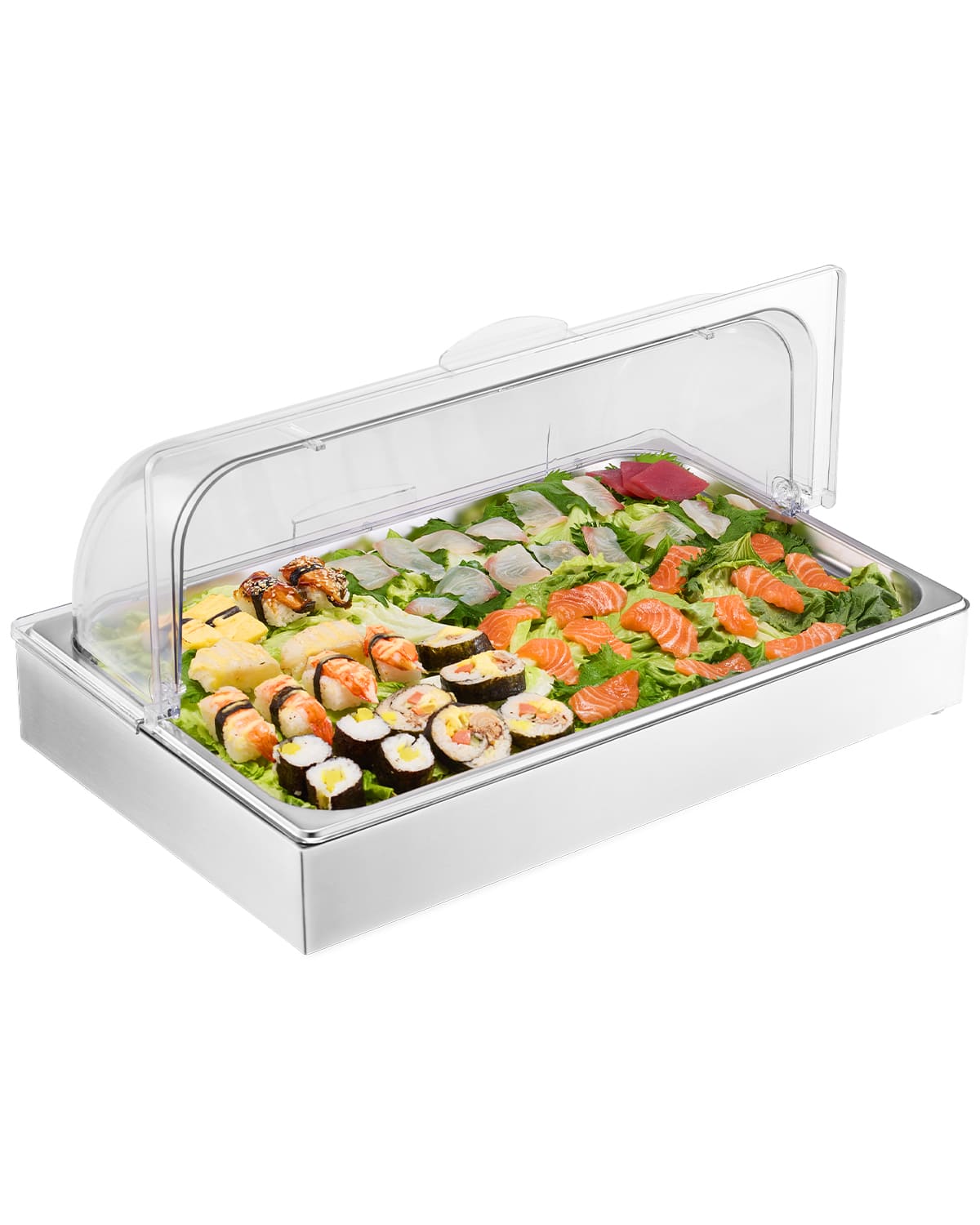 VEVOR - Countertop Food Serving Display Container, 1 x 1 Pan Stainless Steel Food Serving Tray - Stainless Steel Silver